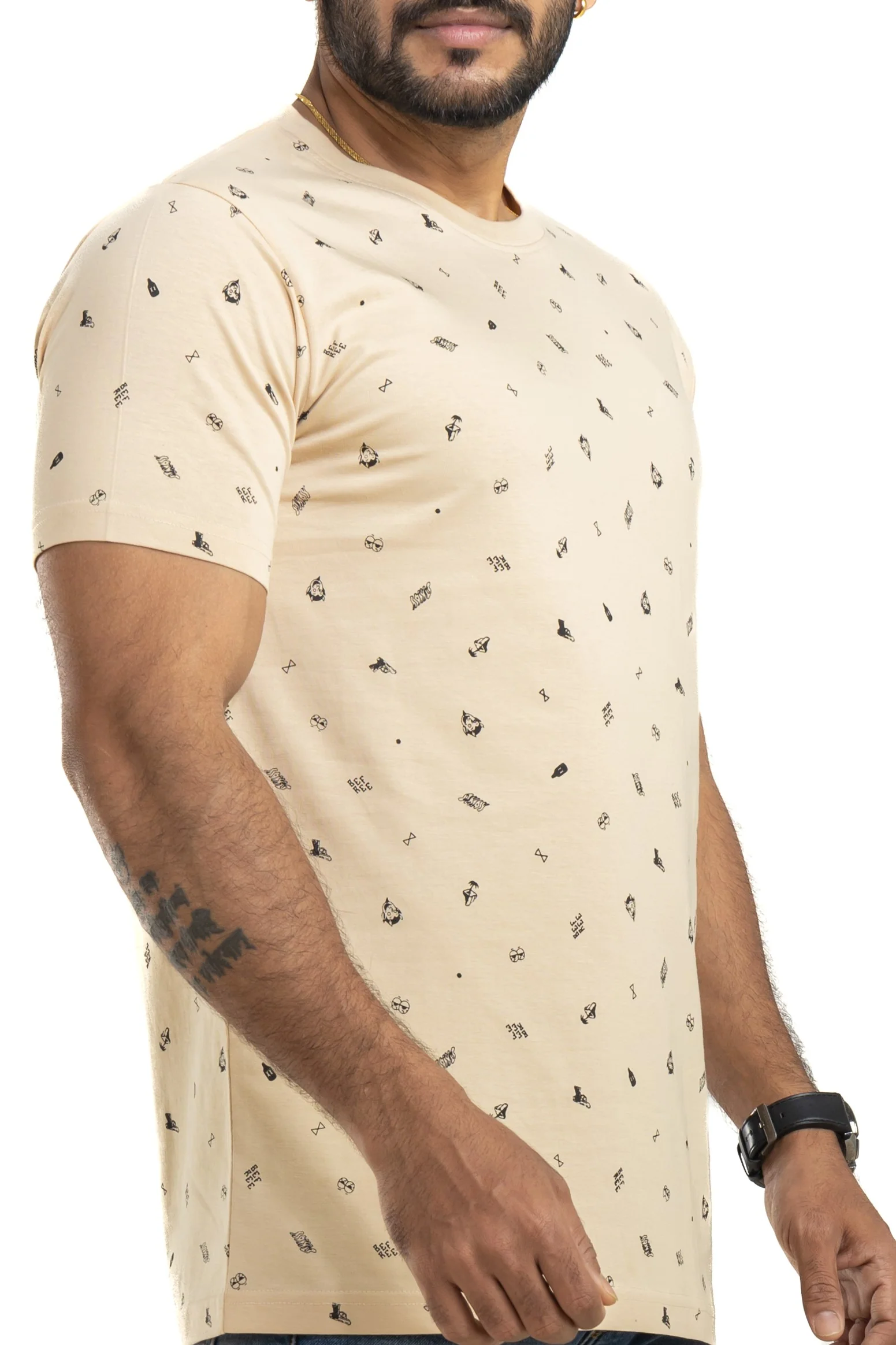 Funk Beige All Over Printed T-Shirt - Image 6