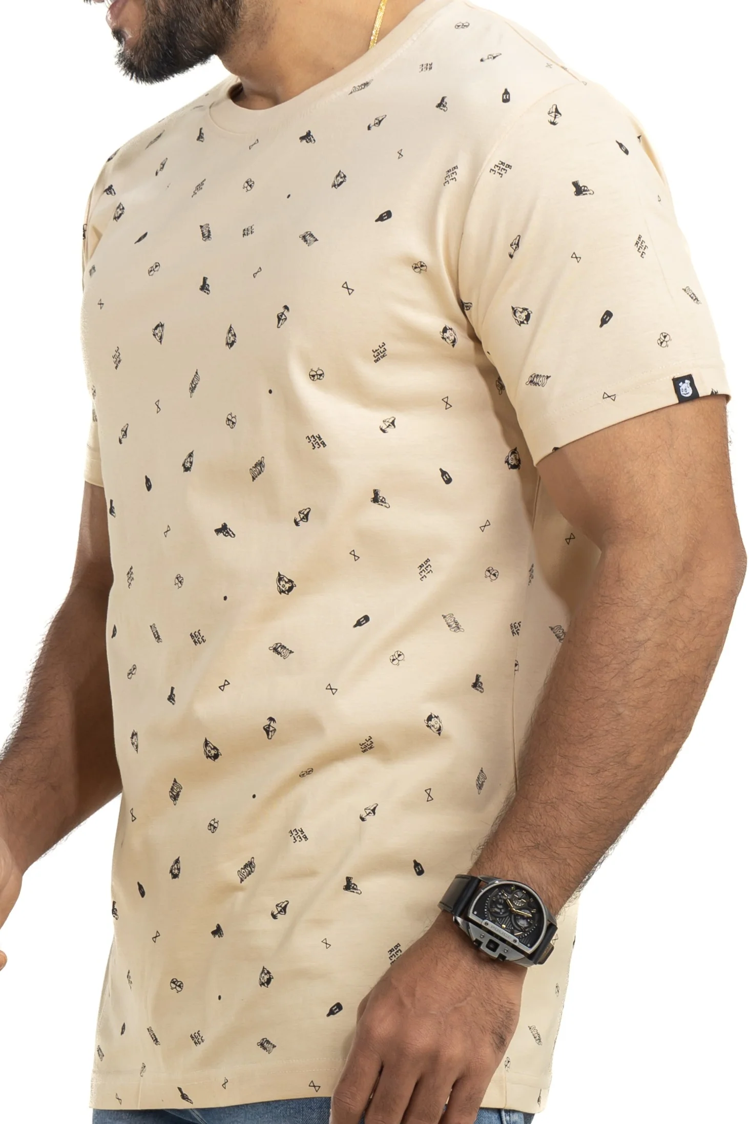 Funk Beige All Over Printed T-Shirt - Image 7