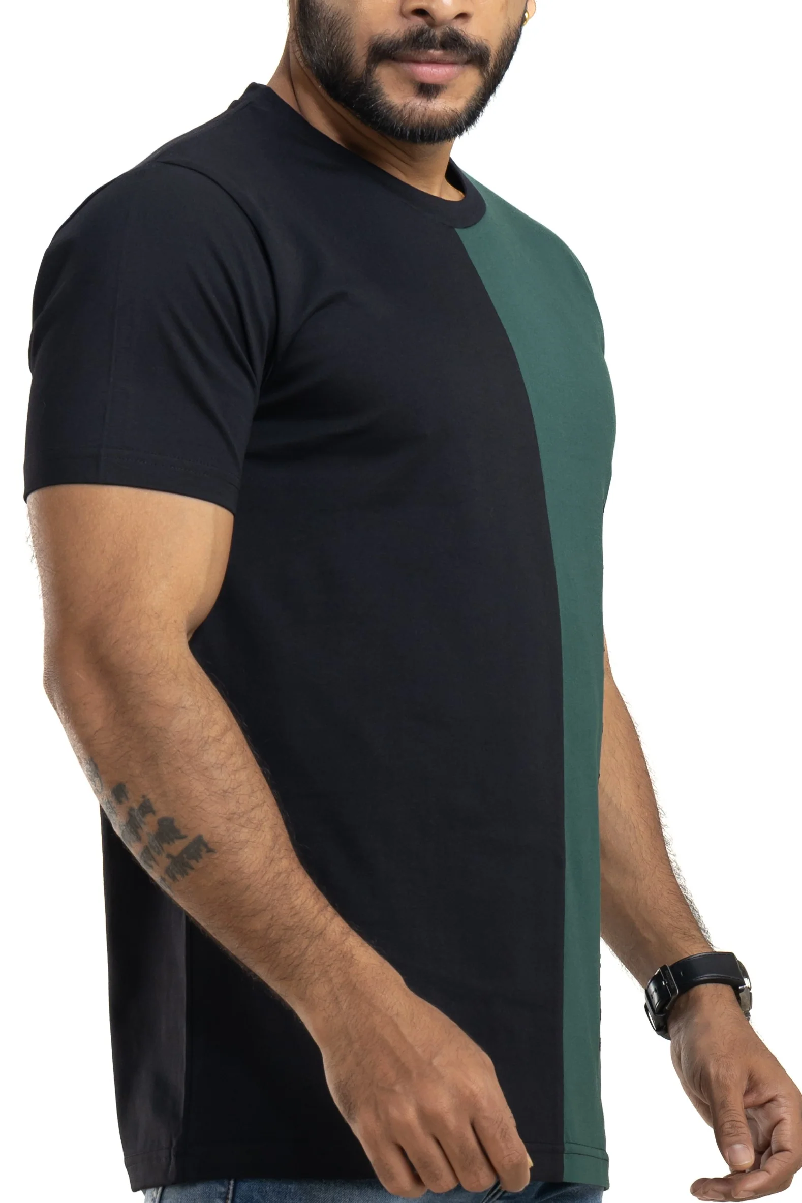 Stay Wild Black & Bottlegreen Printed T-Shirt - Image 5