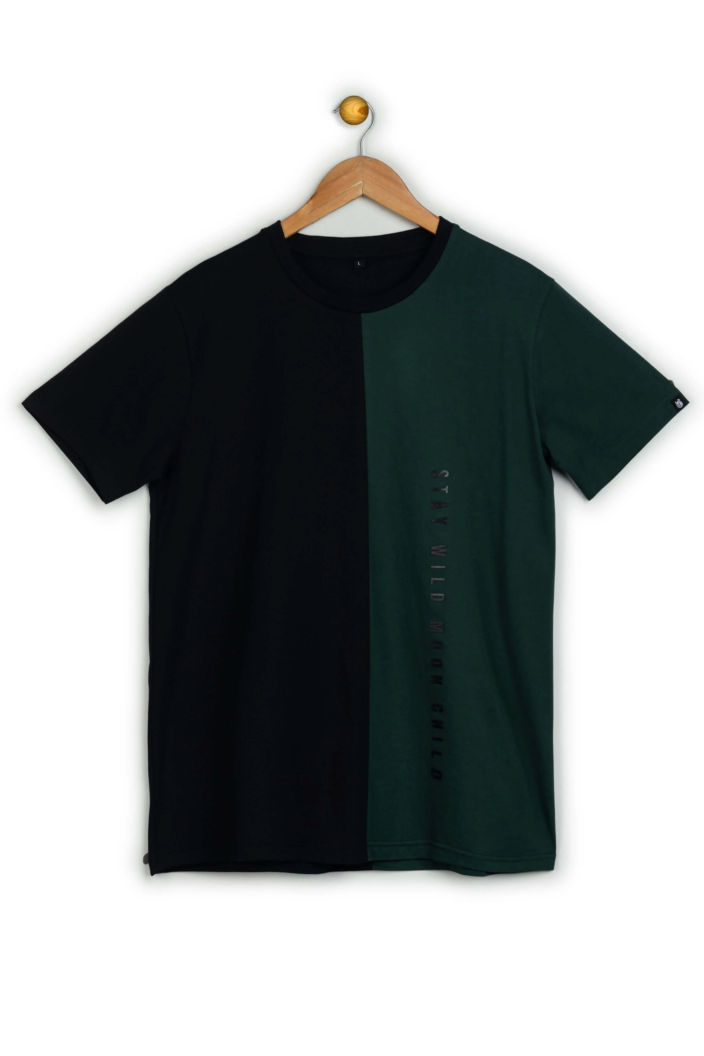Stay Wild Black & Bottlegreen Printed T-Shirt - Image 8