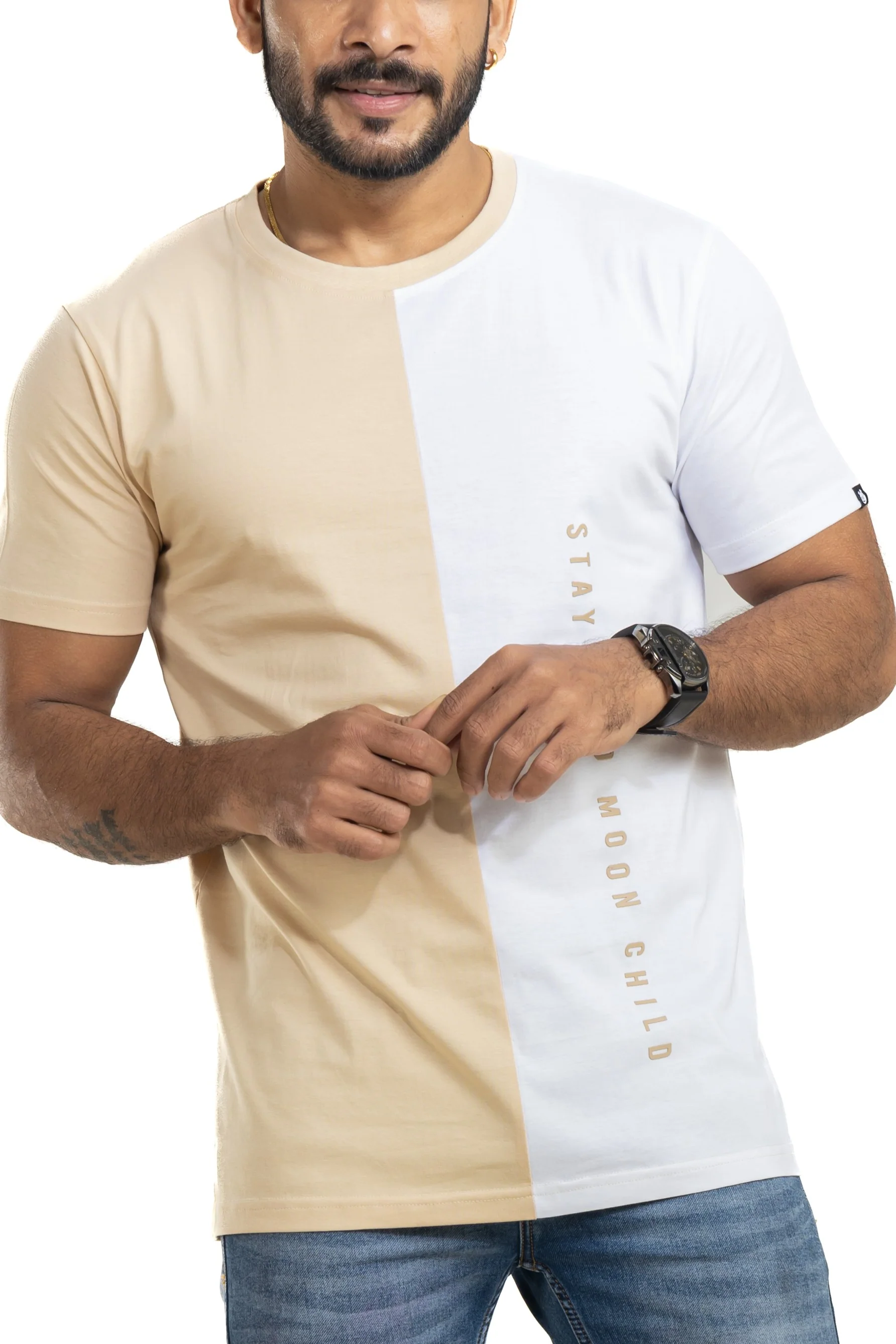 Stay Wild White & Beige Printed T-Shirt - Image 4