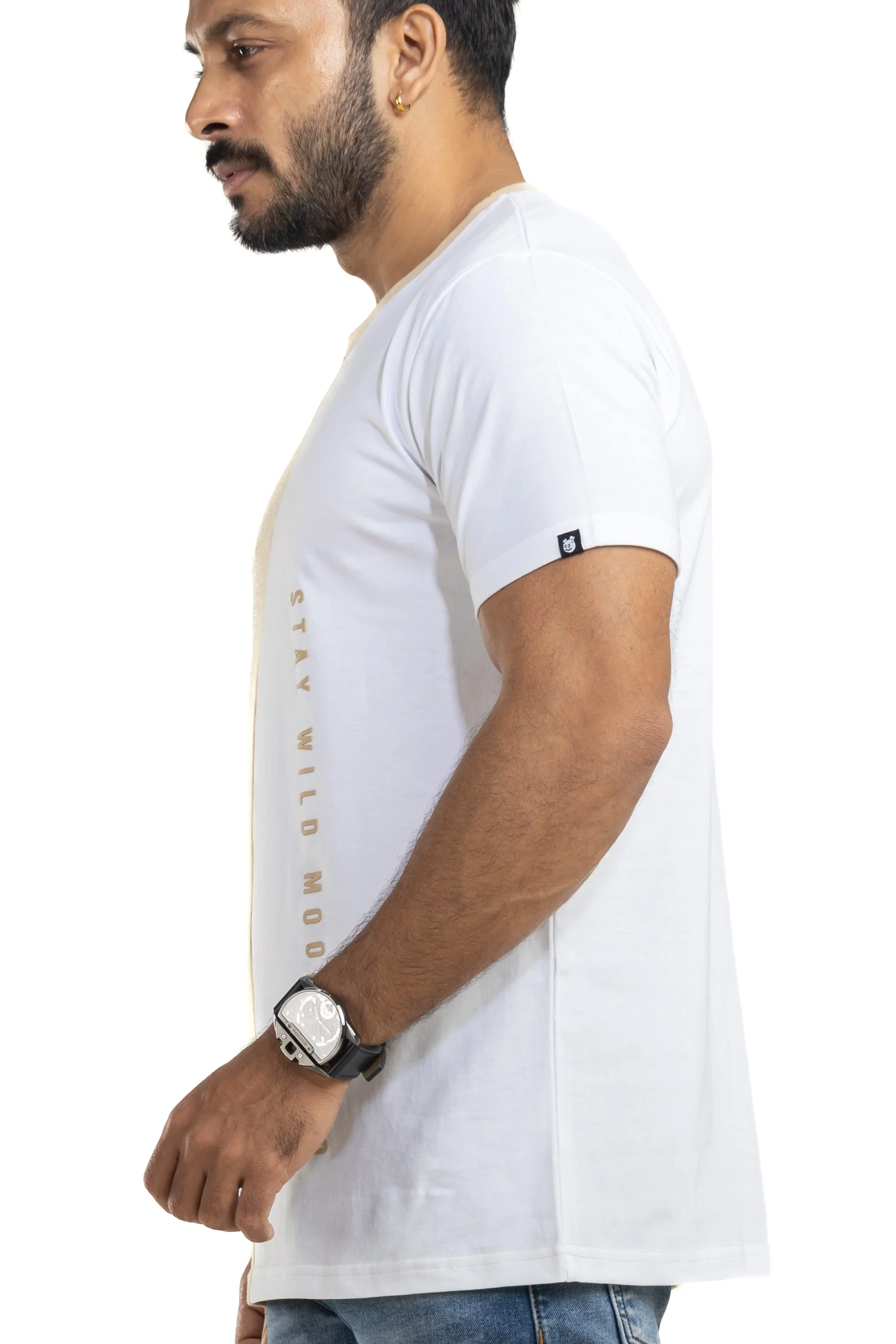 Stay Wild White & Beige Printed T-Shirt - Image 6