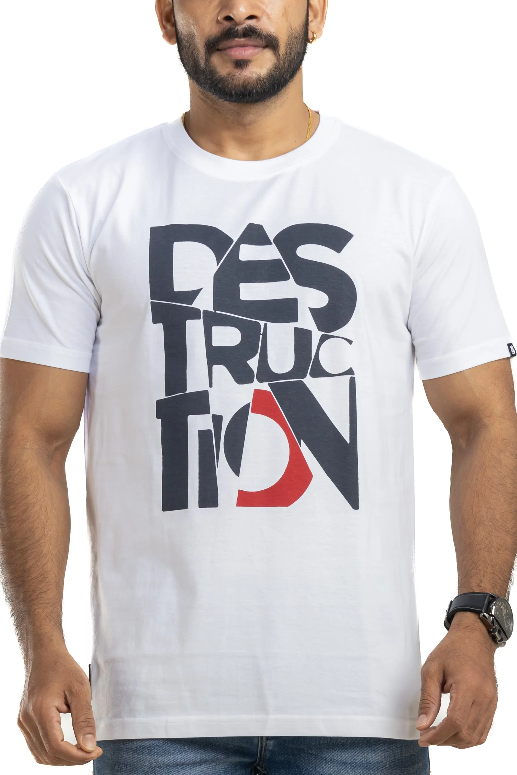 Destruction White Printed T-Shirt - Image 4