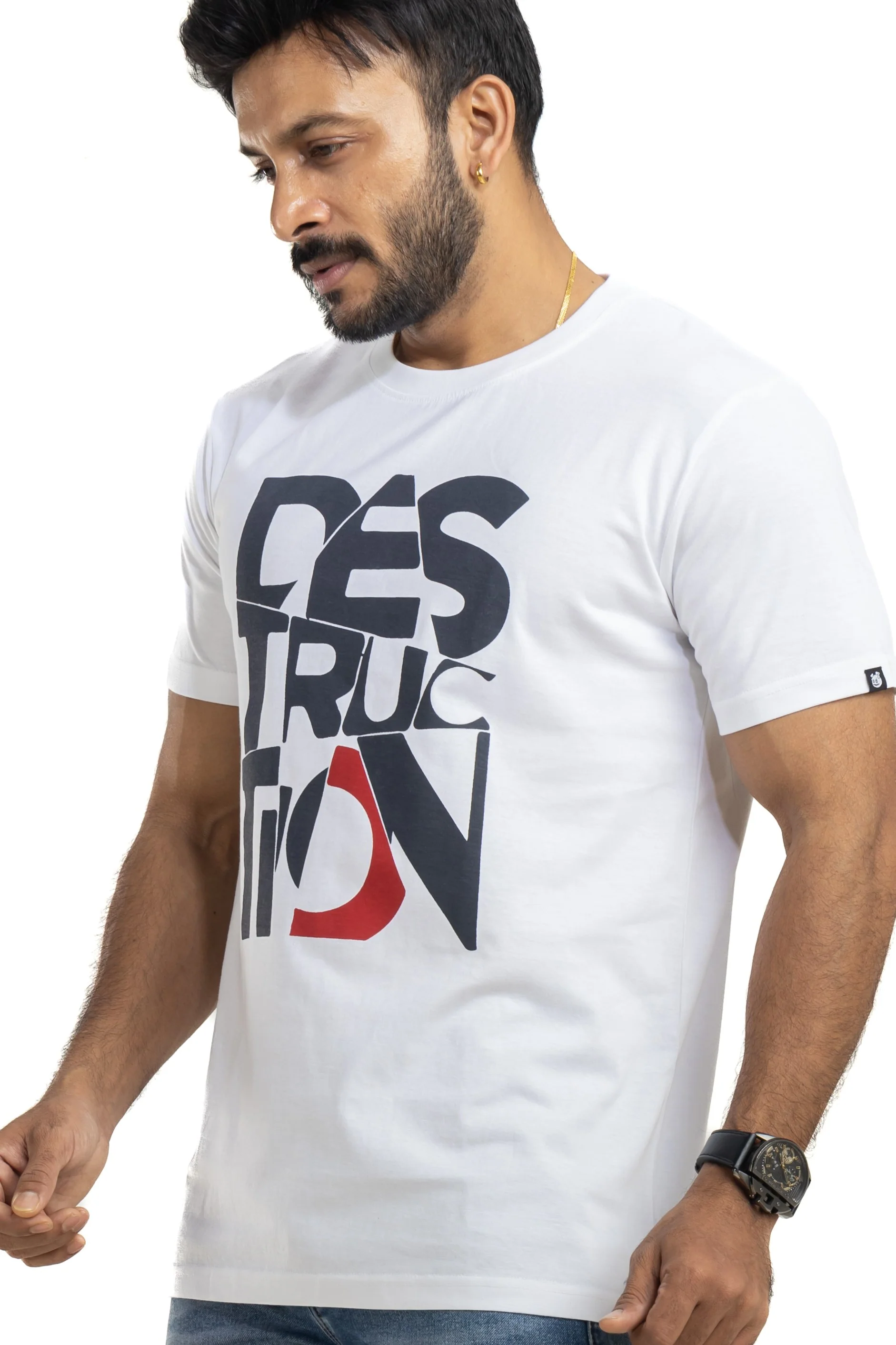 Destruction White Printed T-Shirt - Image 5