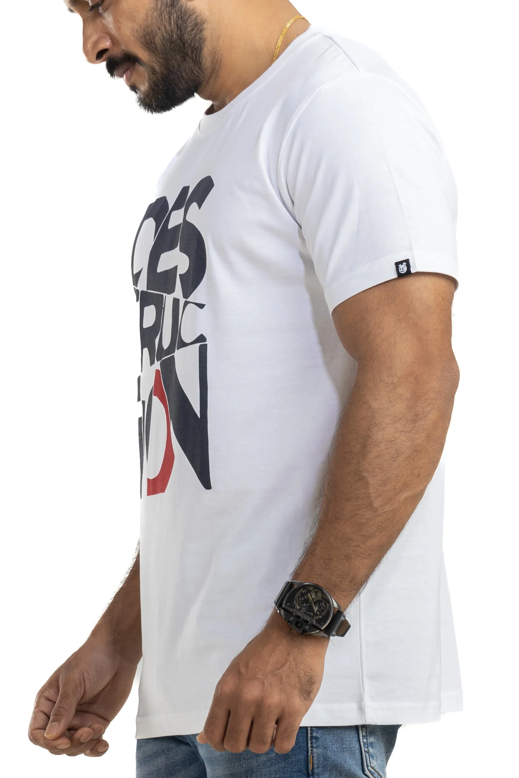 Destruction White Printed T-Shirt - Image 7