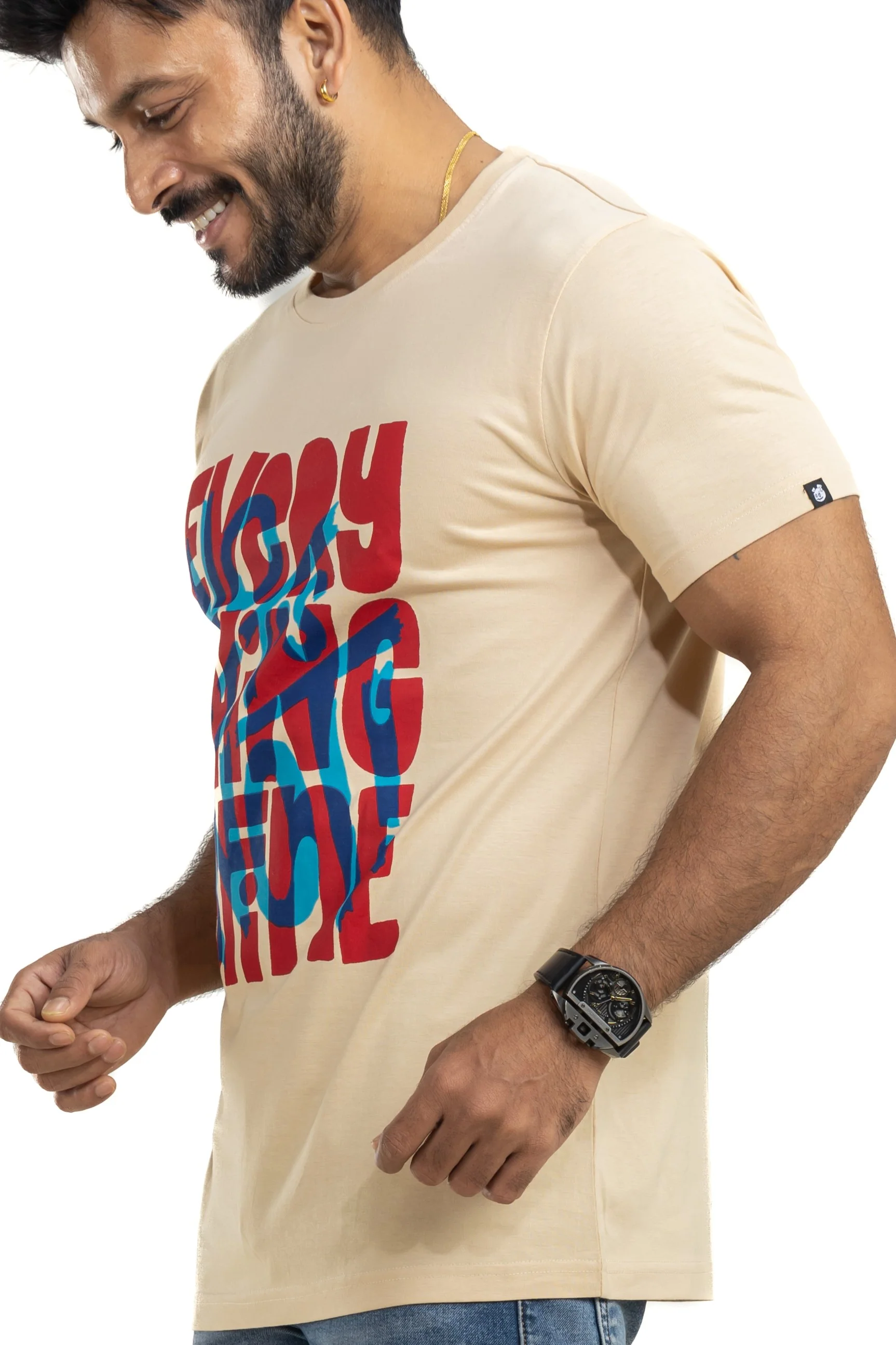 Every Thing is Fine Beige Printed T-Shirt - Image 7