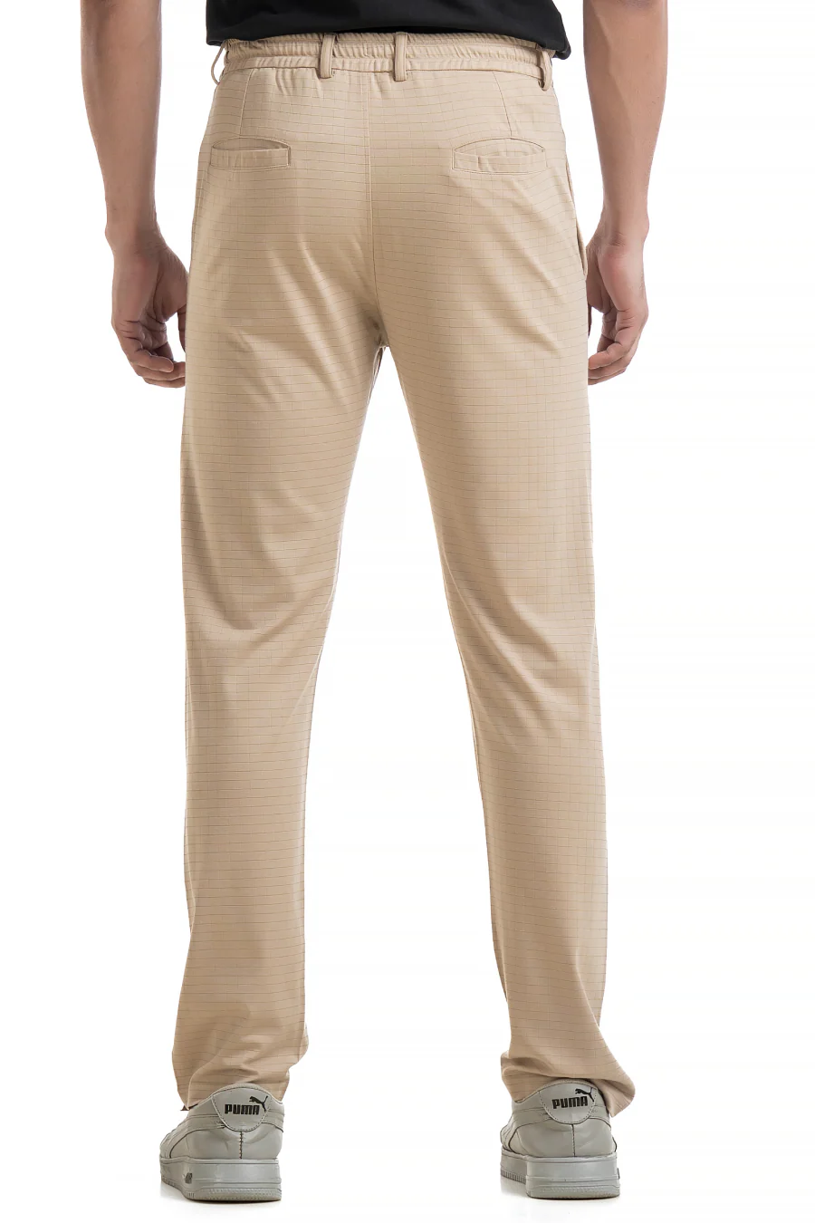 FlexiFit Beige Casual Trouser Pants - Stretchable Comfort with Pockets - Image 3