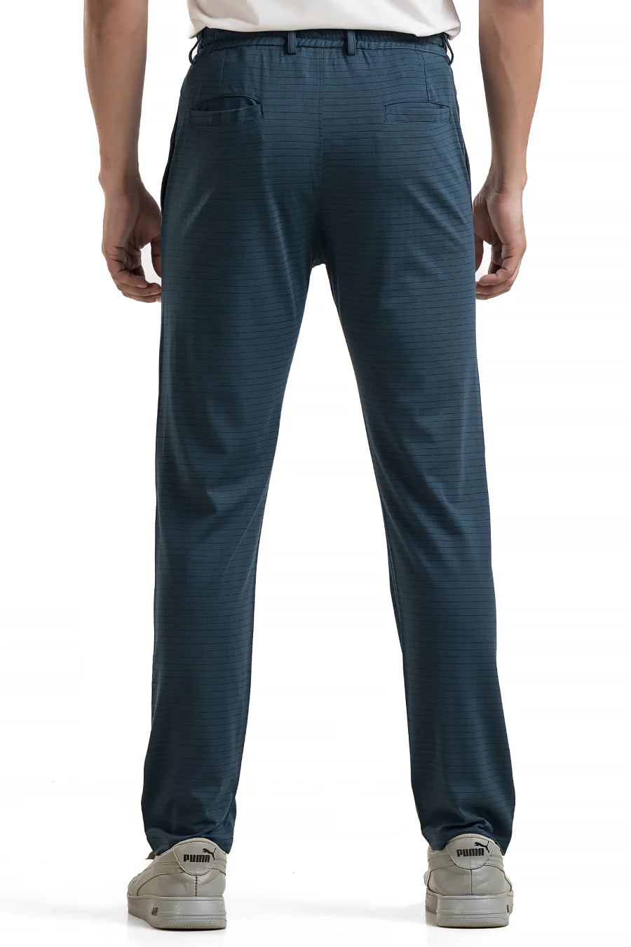 FlexiFit Teal Blue Casual Trouser Pants - Stretchable Comfort with Pockets - Image 3