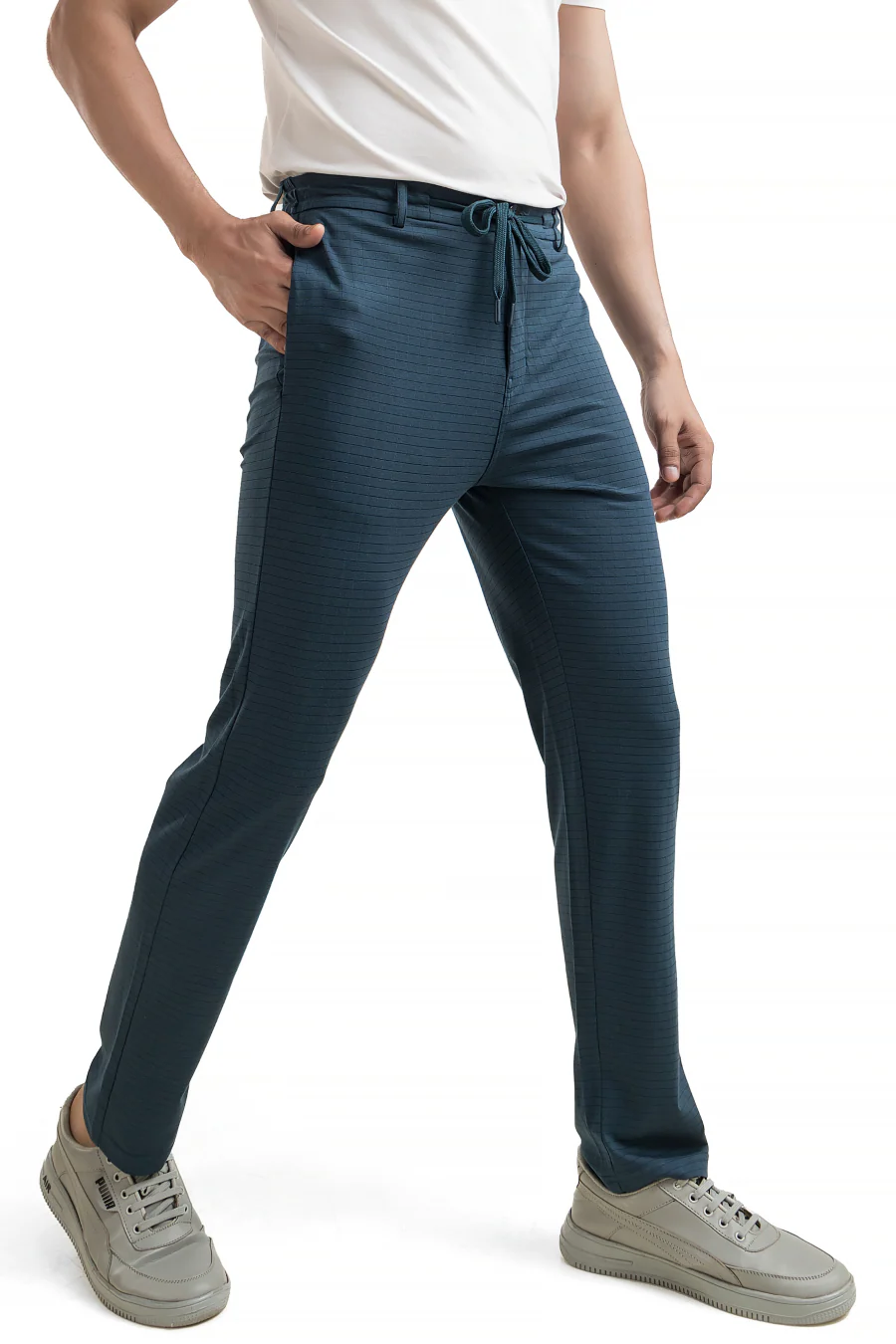 FlexiFit Teal Blue Casual Trouser Pants - Stretchable Comfort with Pockets - Image 5