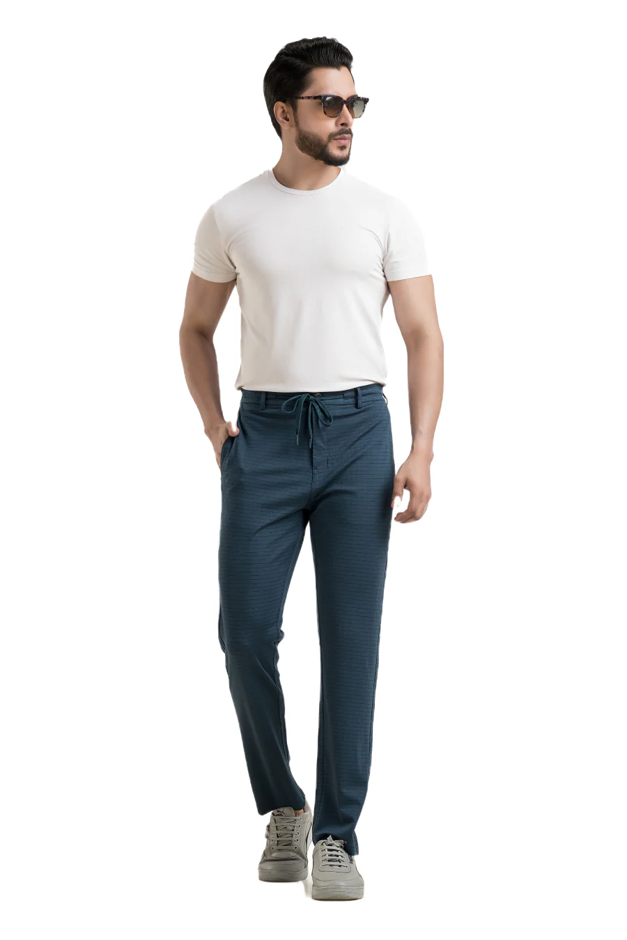 FlexiFit Teal Blue Casual Trouser Pants - Stretchable Comfort with Pockets - Image 6