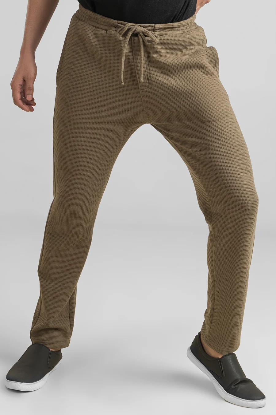 Haven Dark Olive Waffle Knit Regular Fit Pants - Image 6