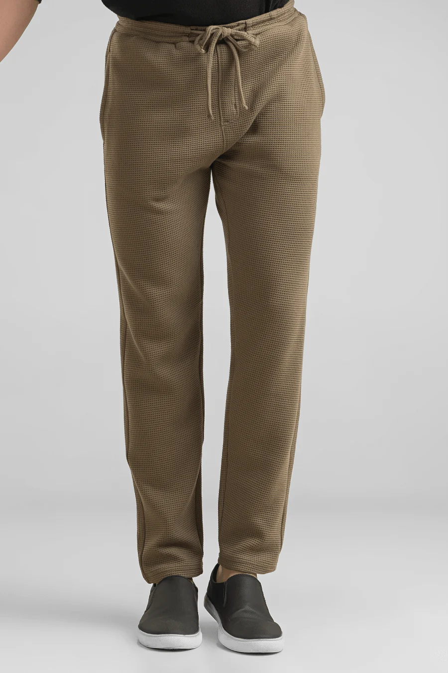 Haven Dark Olive Waffle Knit Regular Fit Pants - Image 7