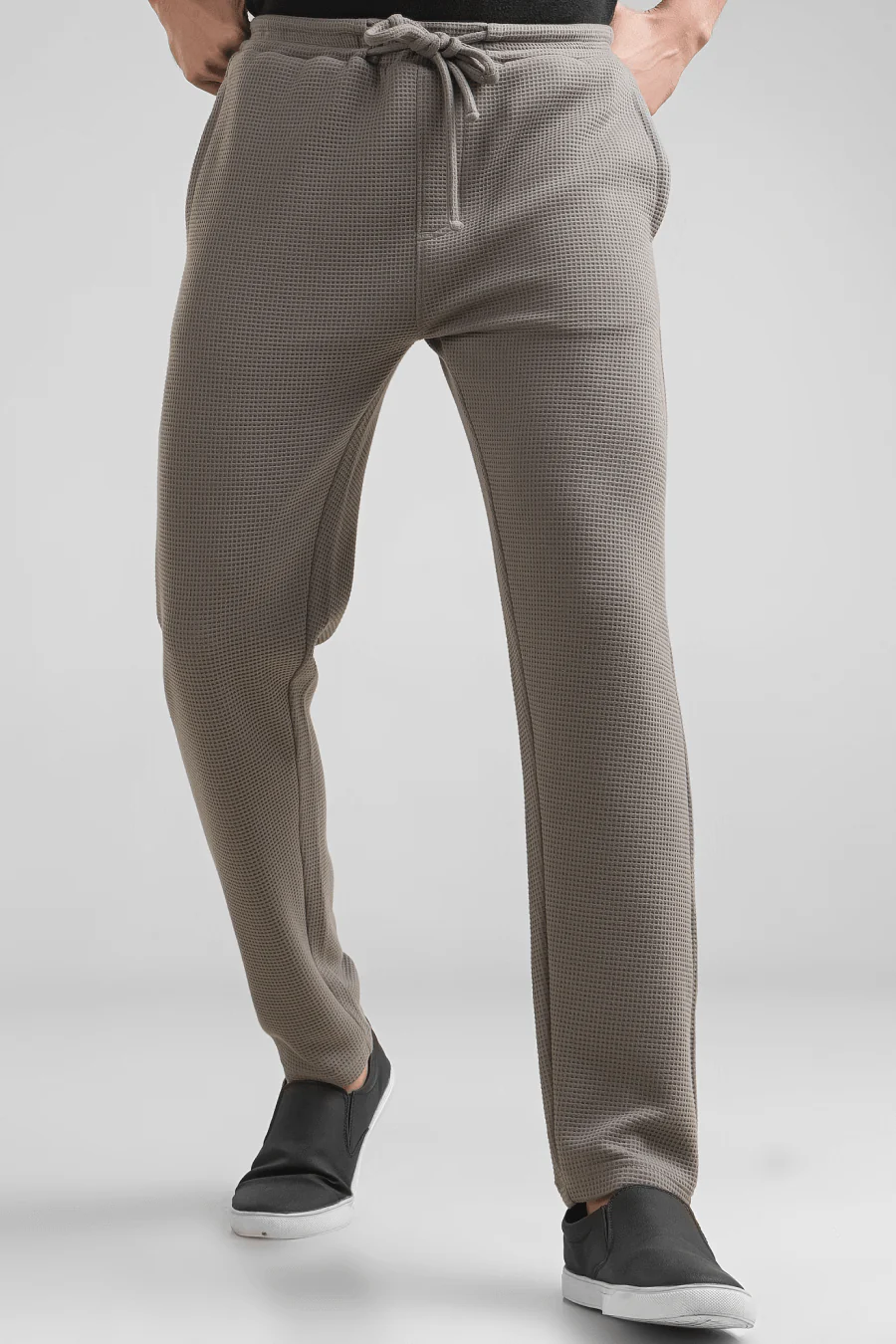 Haven Grey Waffle Knit Regular Fit Pants - Image 7