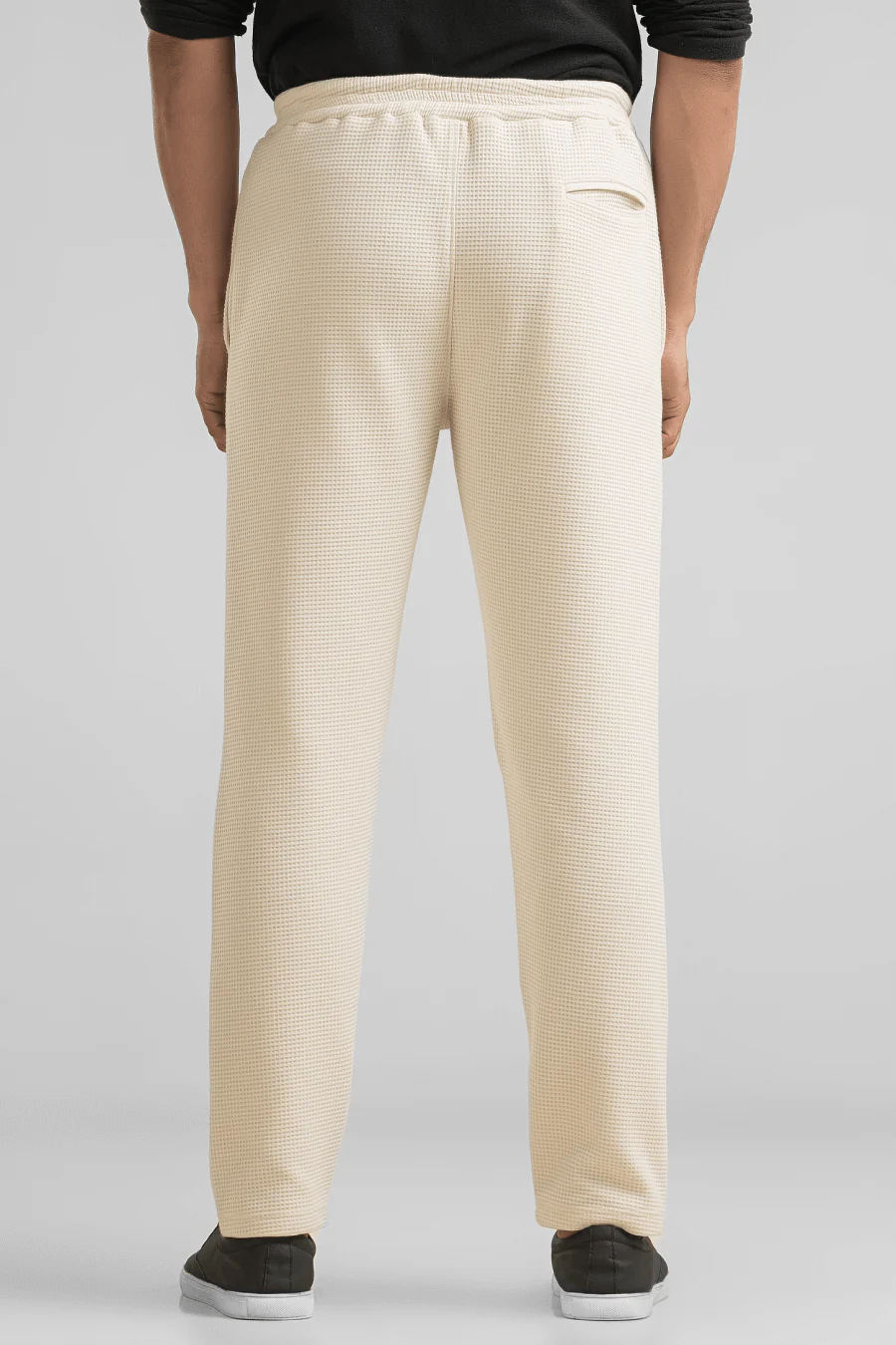 Haven Light Beige Waffle Knit Regular Fit Pants - Image 3