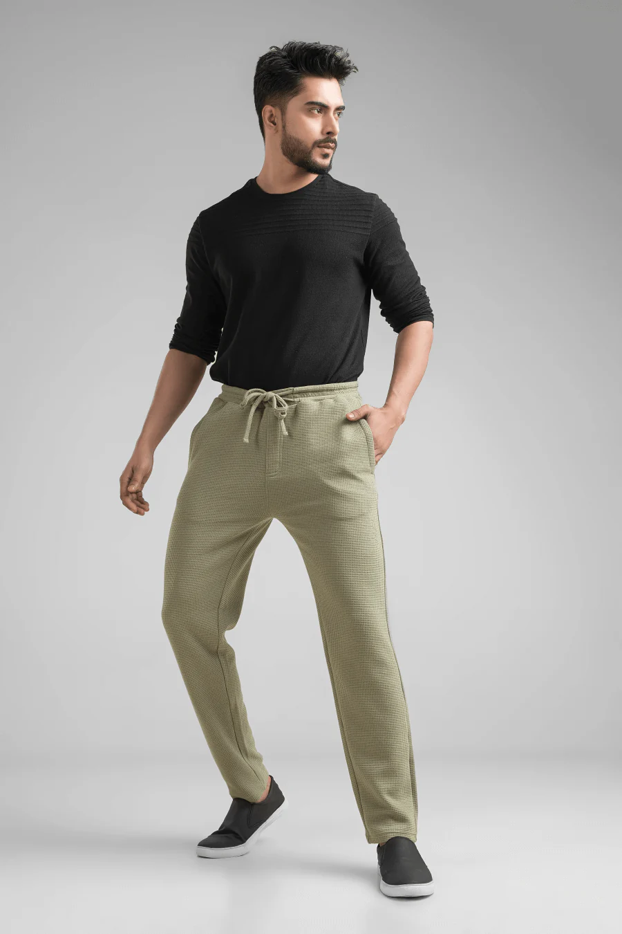 Haven Sage Green Waffle Knit Regular Fit Pants - Image 5
