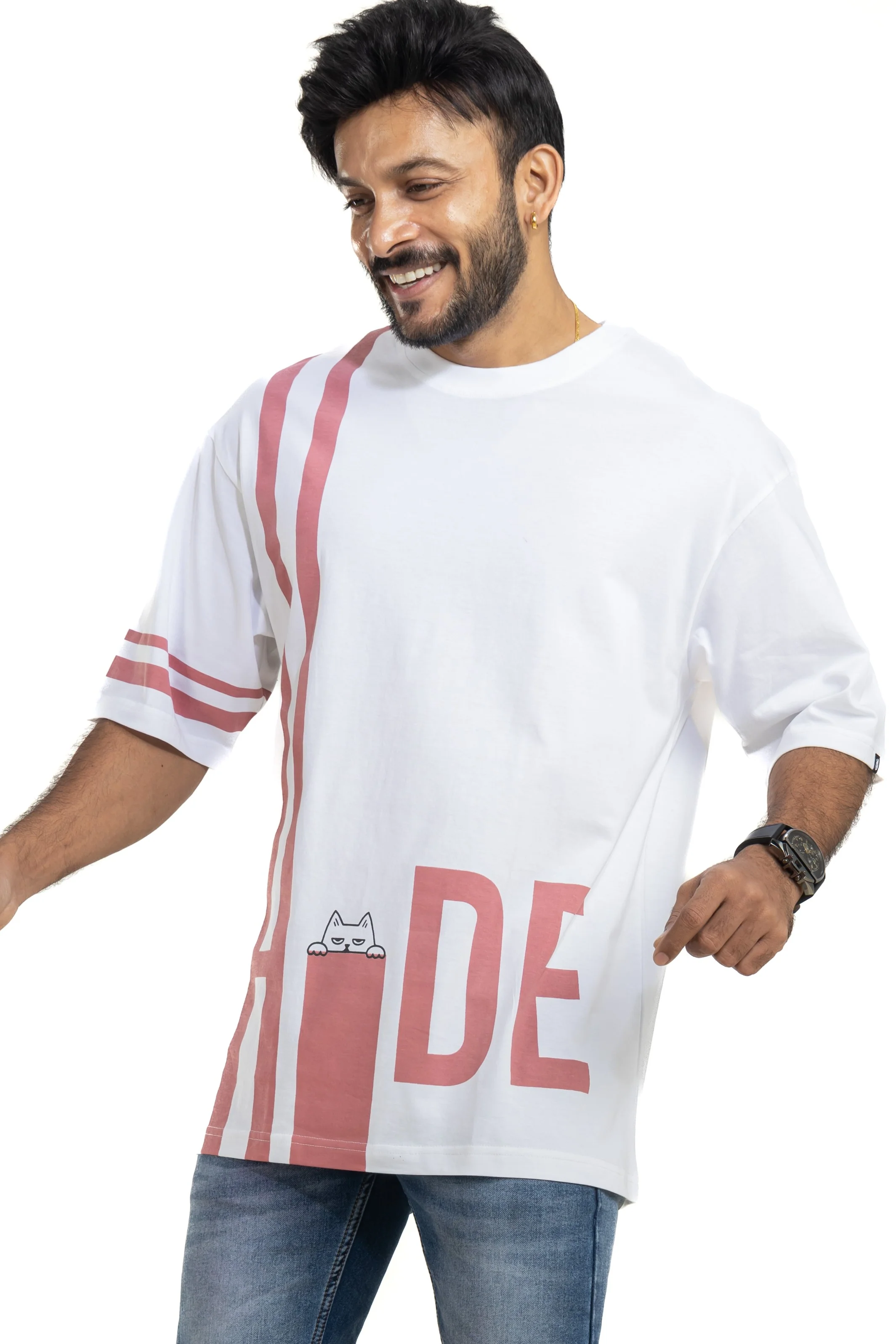 Hide White Oversized Printed T-Shirt - Image 5