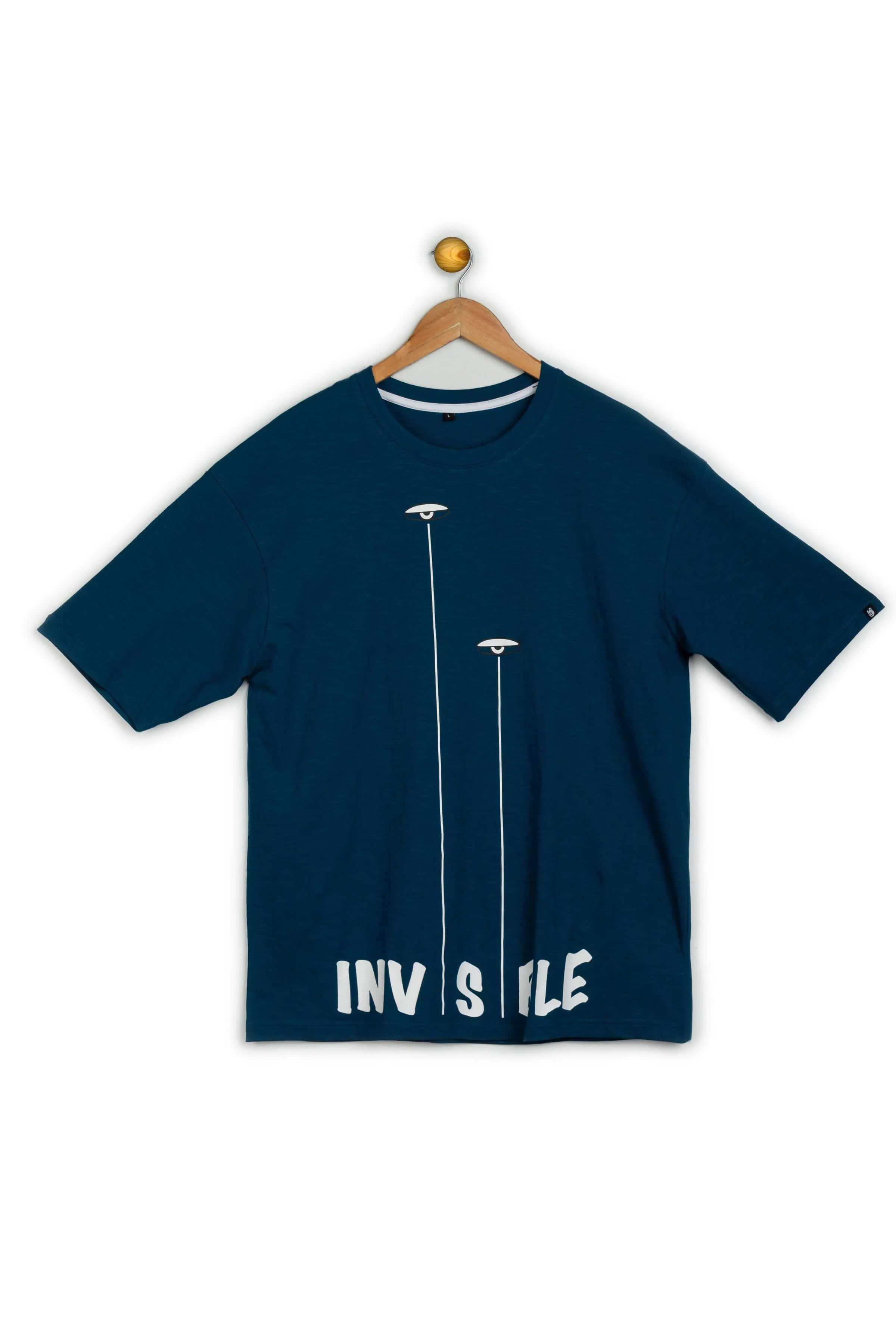 Invisible Midnight Blue Oversized Printed T-Shirt - Image 8