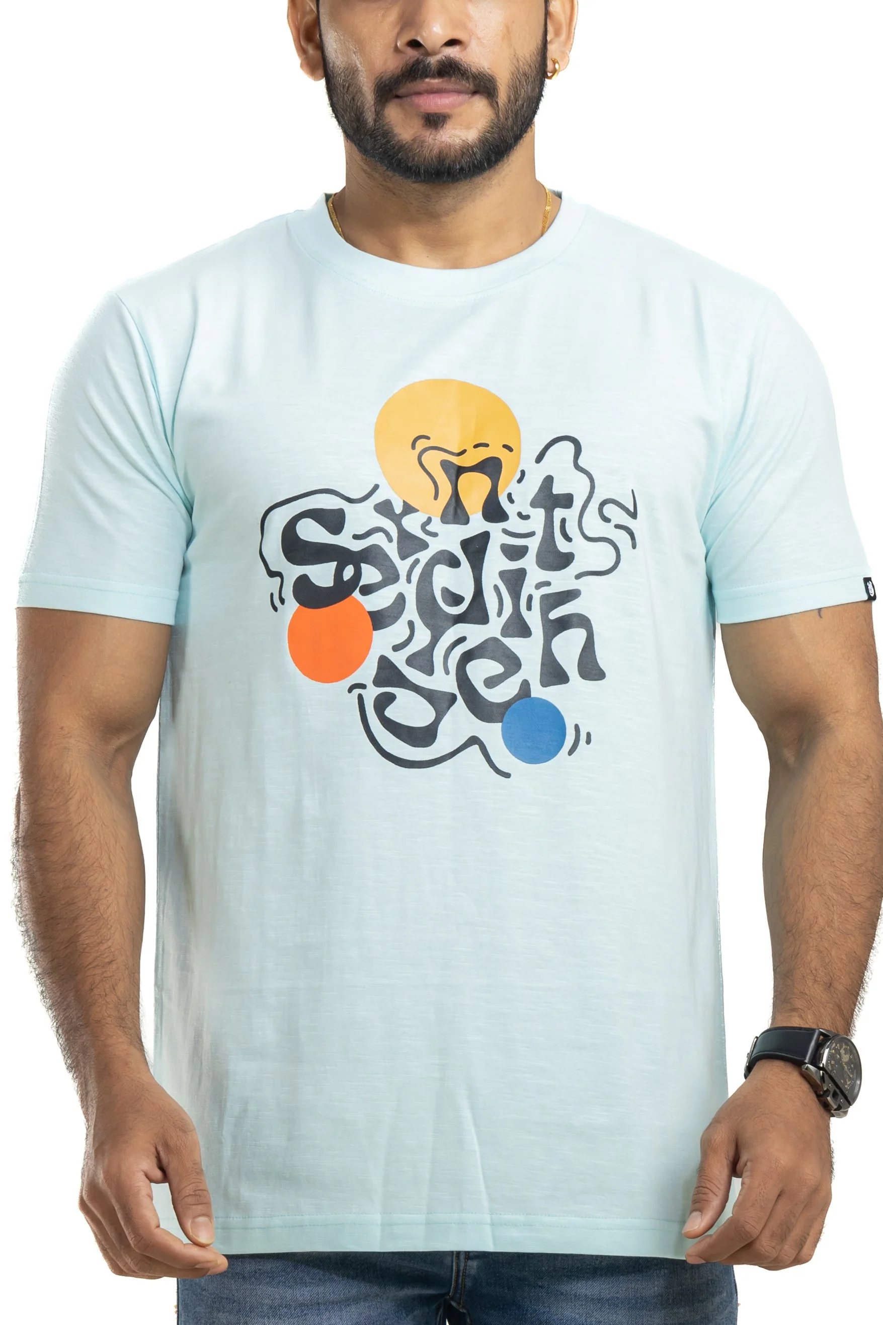 Jumbled Sky Blue Printed T-Shirt - Image 4