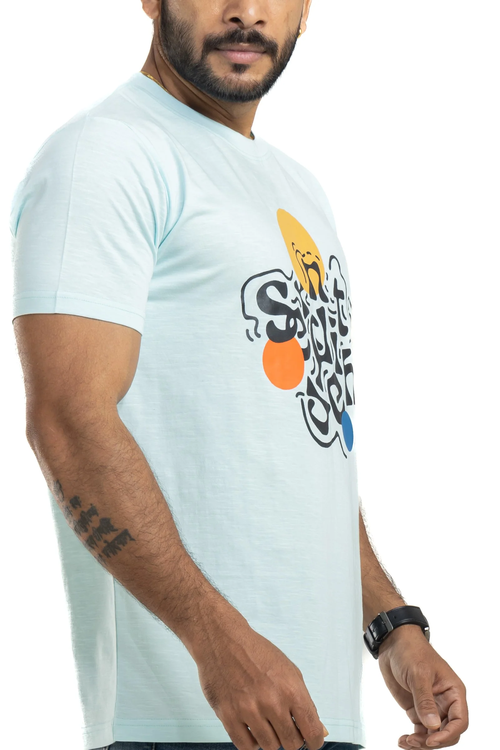 Jumbled Sky Blue Printed T-Shirt - Image 6