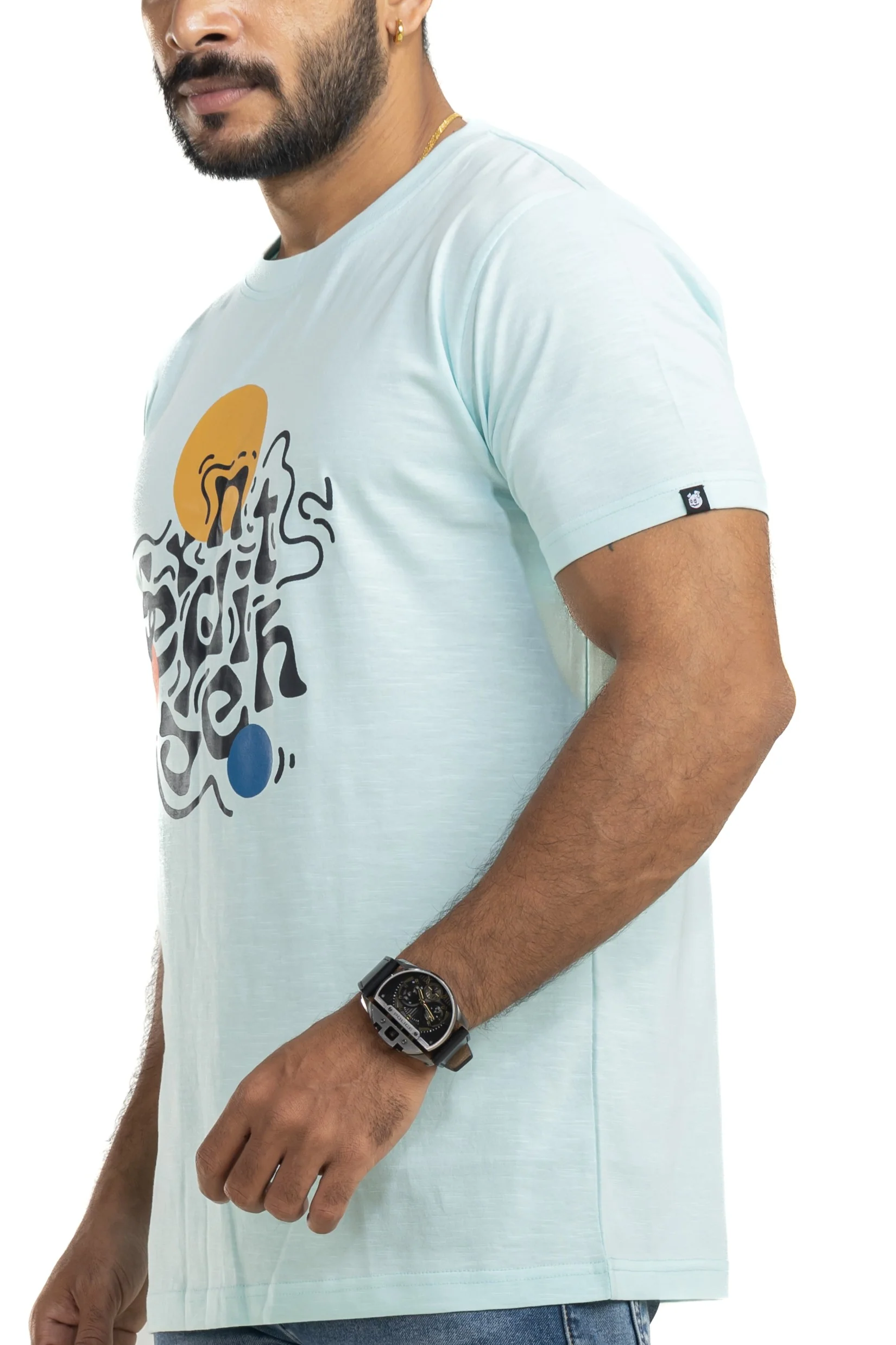 Jumbled Sky Blue Printed T-Shirt - Image 7