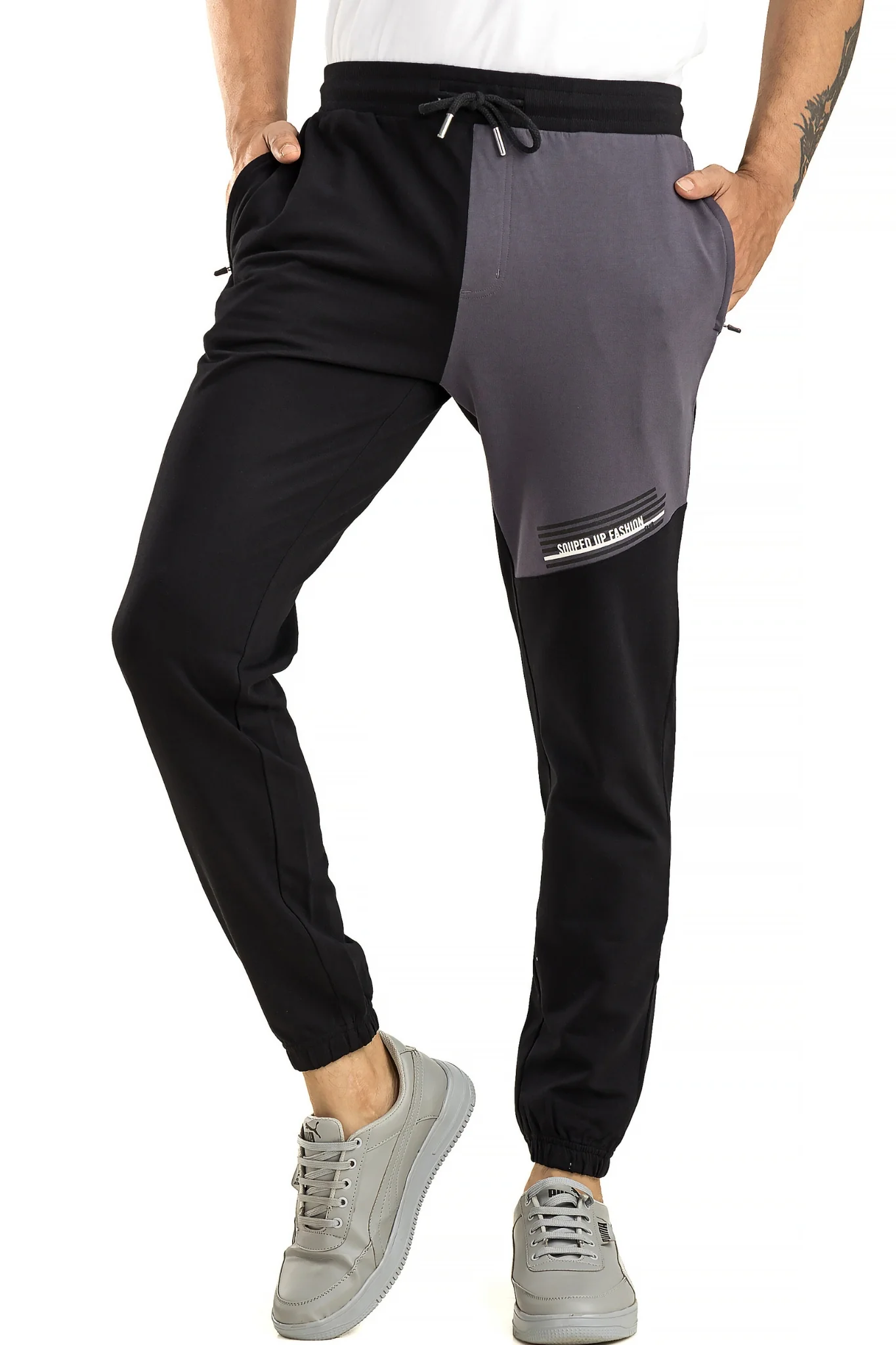 Men's Casual Cotton Black Joggers - Image 4