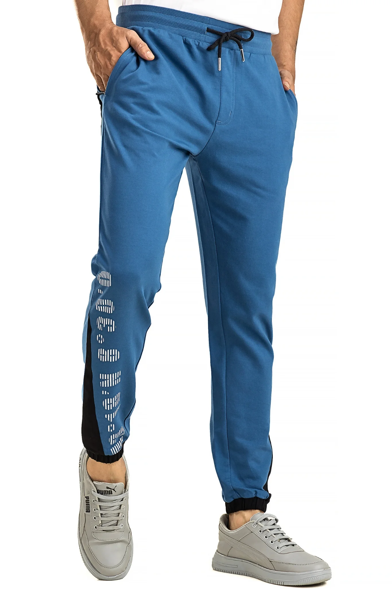 Men's Casual Cotton Blue Joggers - Image 5