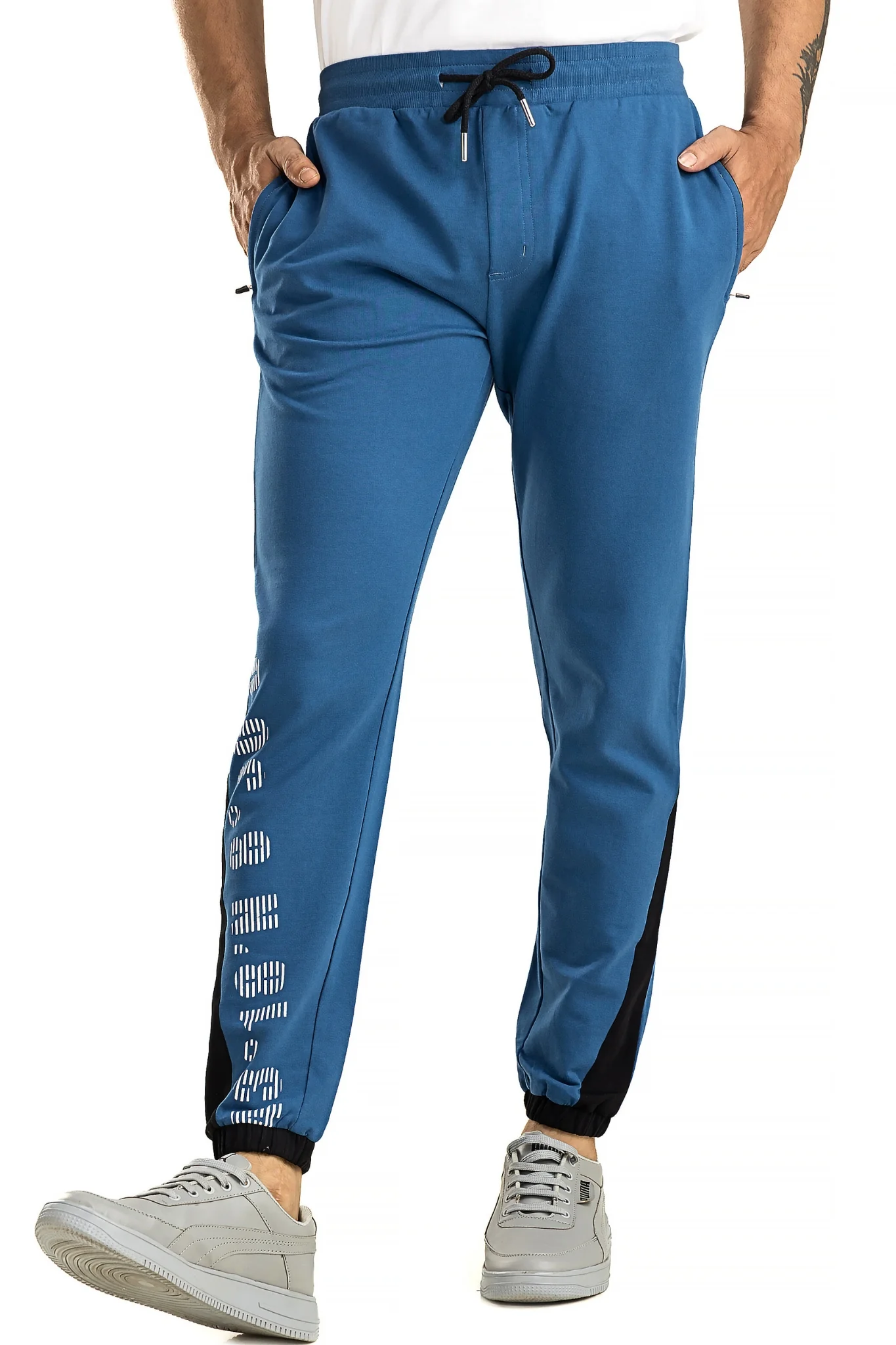Men's Casual Cotton Blue Joggers - Image 7