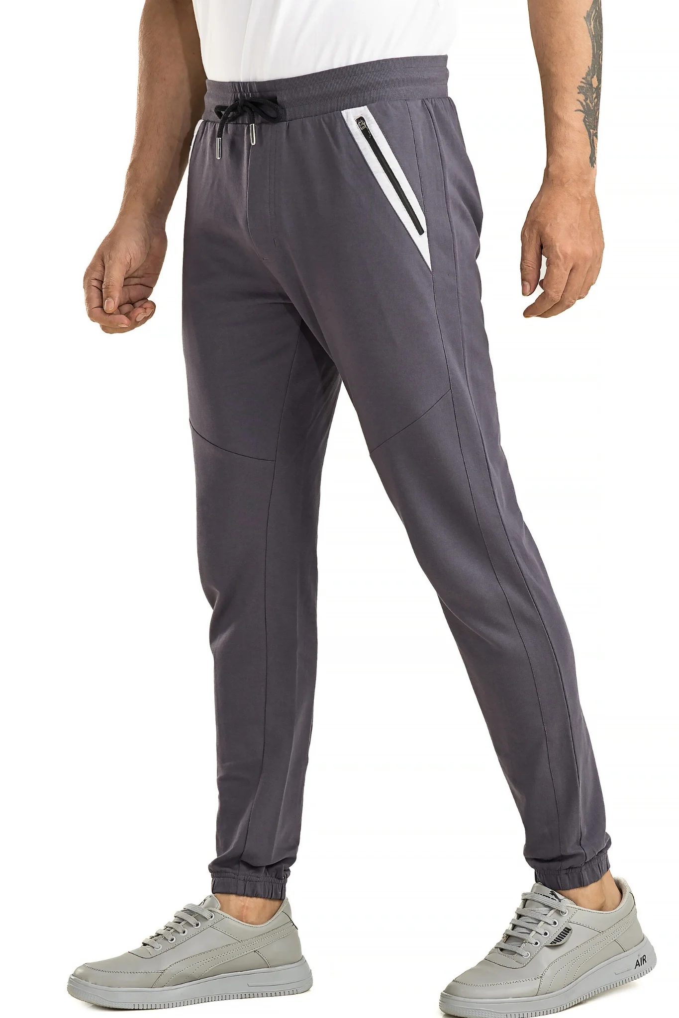 Men's Casual Cotton Gray Joggers - Image 3