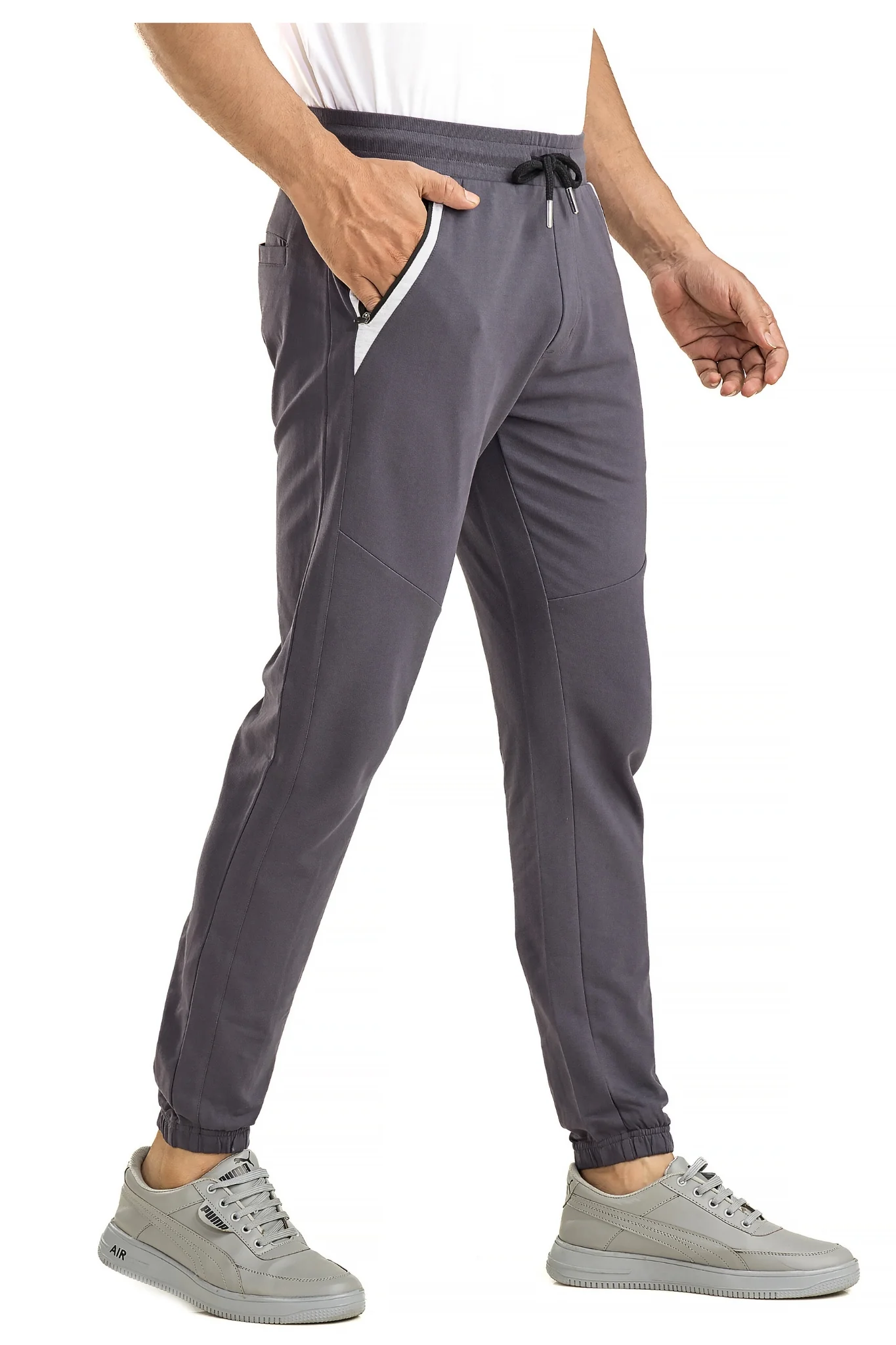 Men's Casual Cotton Gray Joggers - Image 4