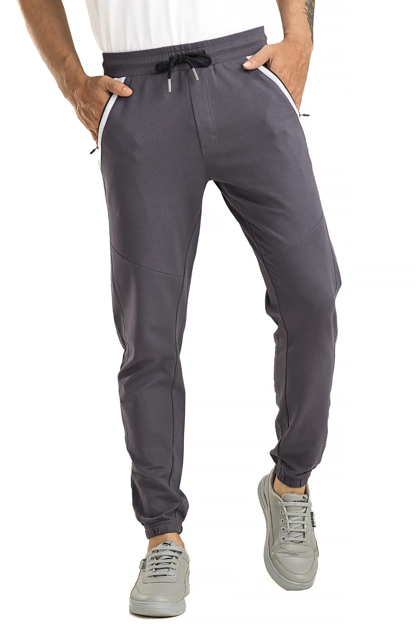 Men's Casual Cotton Gray Joggers - Image 5