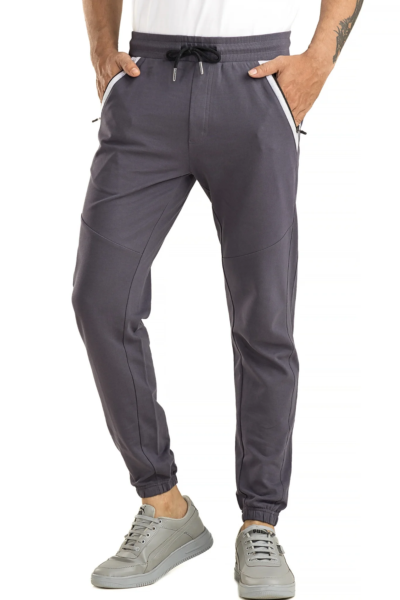 Men's Casual Cotton Gray Joggers - Image 7