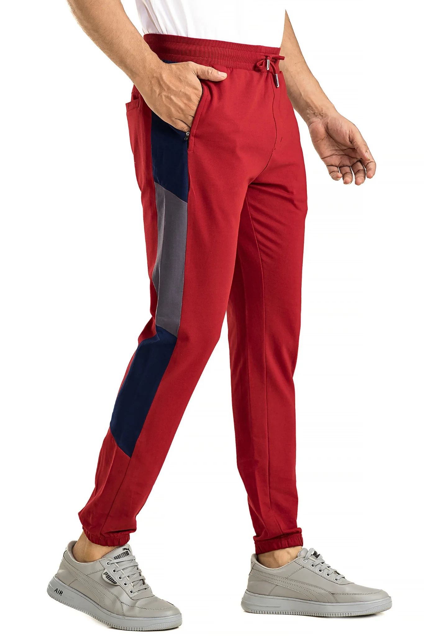 Men's Casual Cotton Maroon Joggers - Image 3