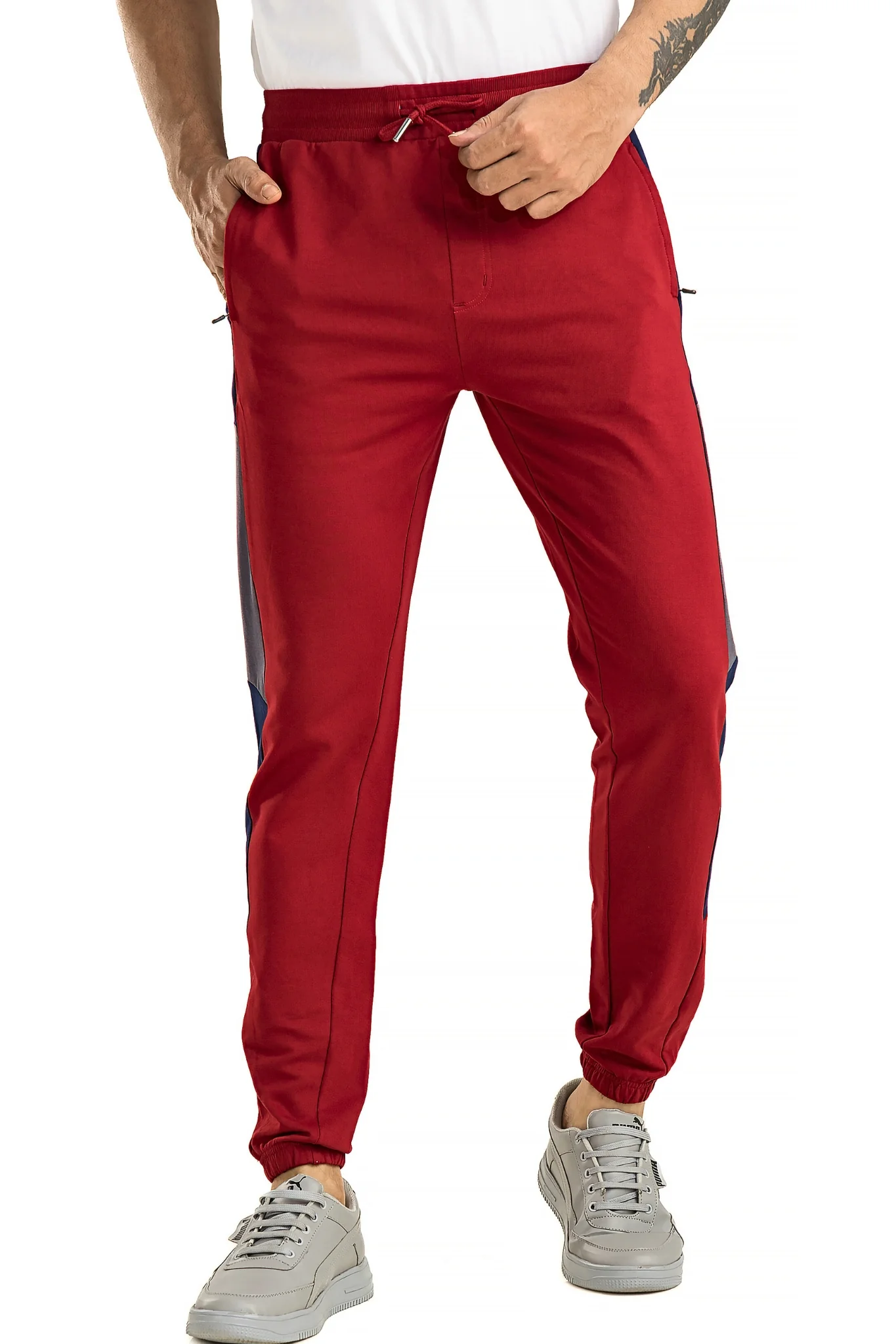 Men's Casual Cotton Maroon Joggers - Image 4