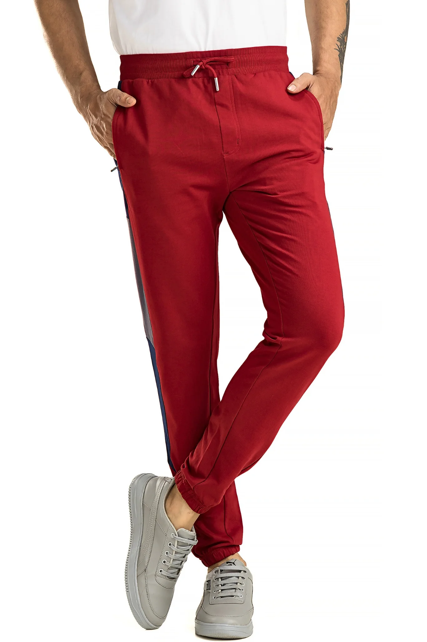 Men's Casual Cotton Maroon Joggers - Image 6