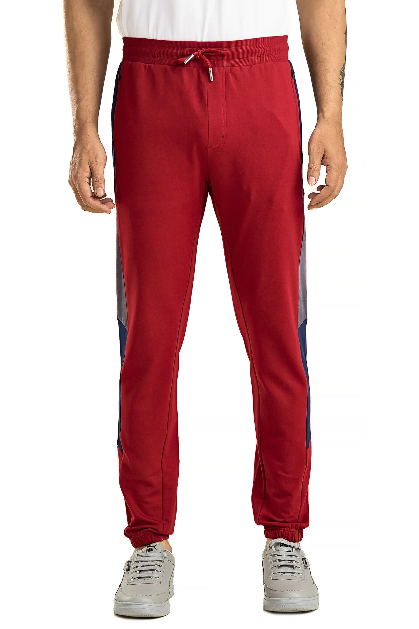 Men's Casual Cotton Maroon Joggers - Image 7
