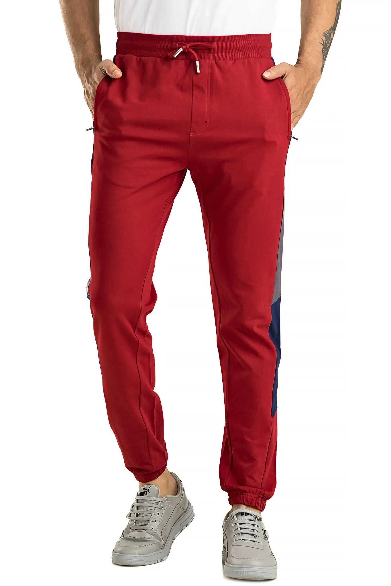 Men's Casual Cotton Maroon Joggers - Image 8