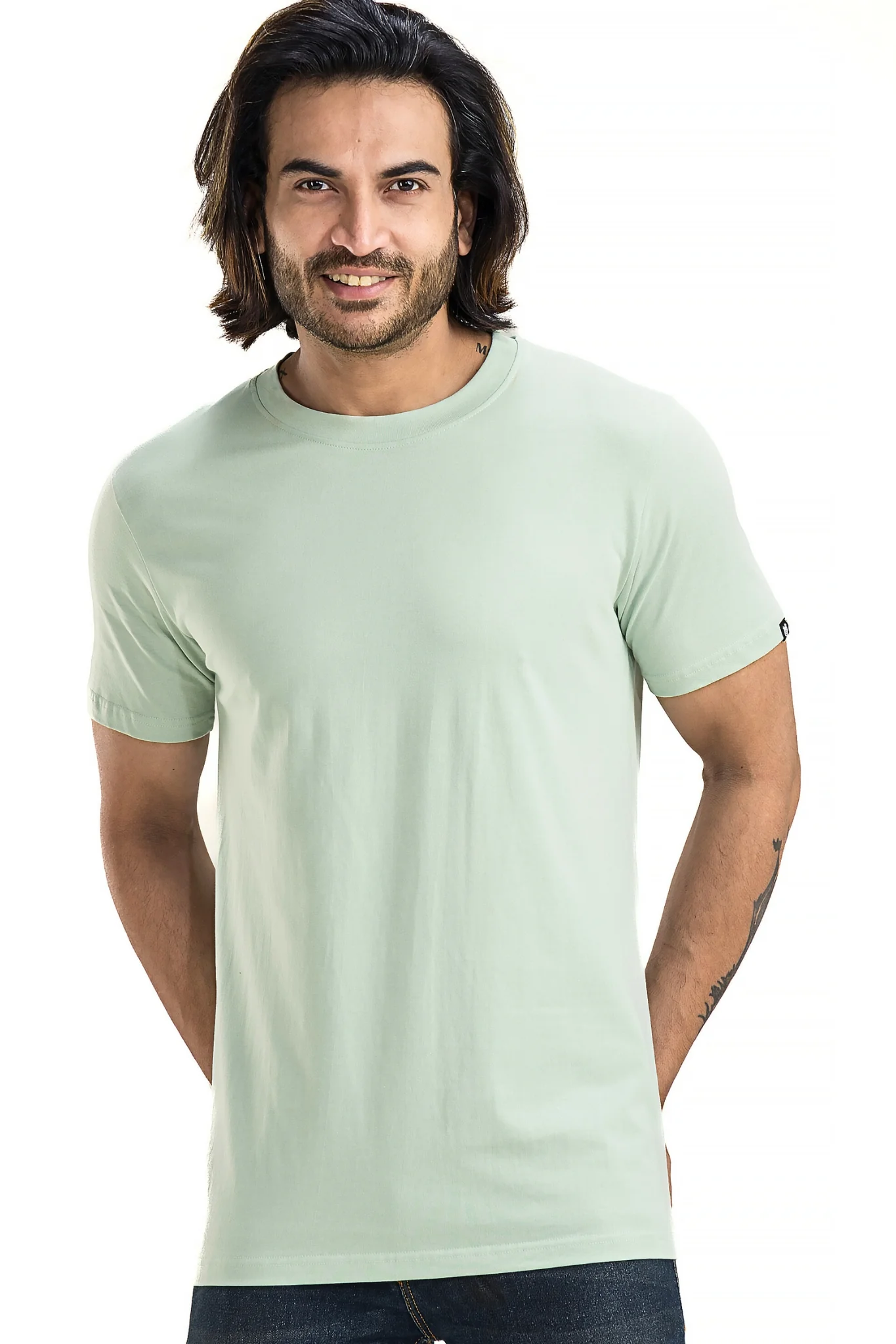 Men's Solid Basic Light Sea Green T-Shirt - Image 6