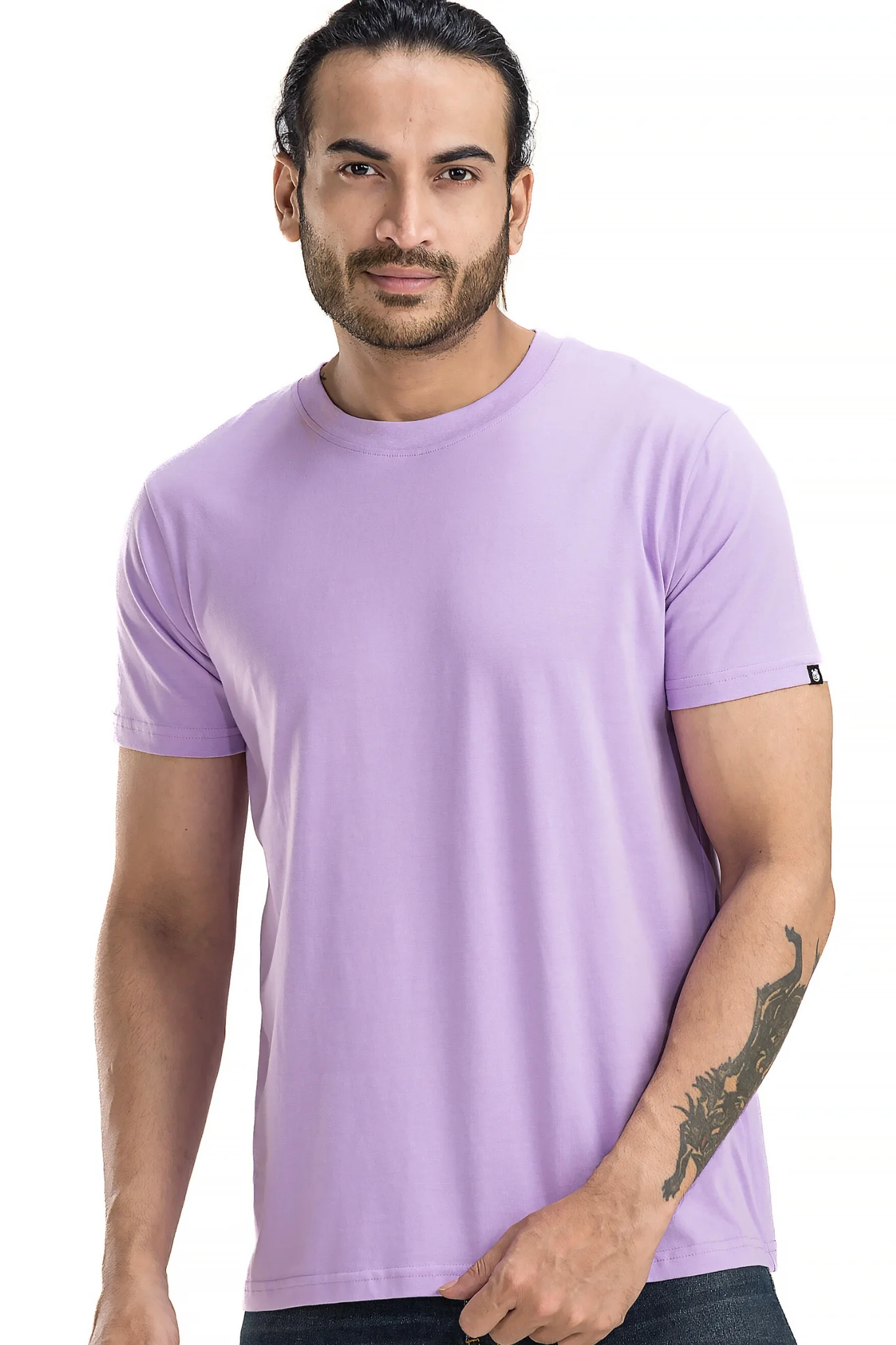 Men's Solid Basic Light Violet T-Shirt - Image 3