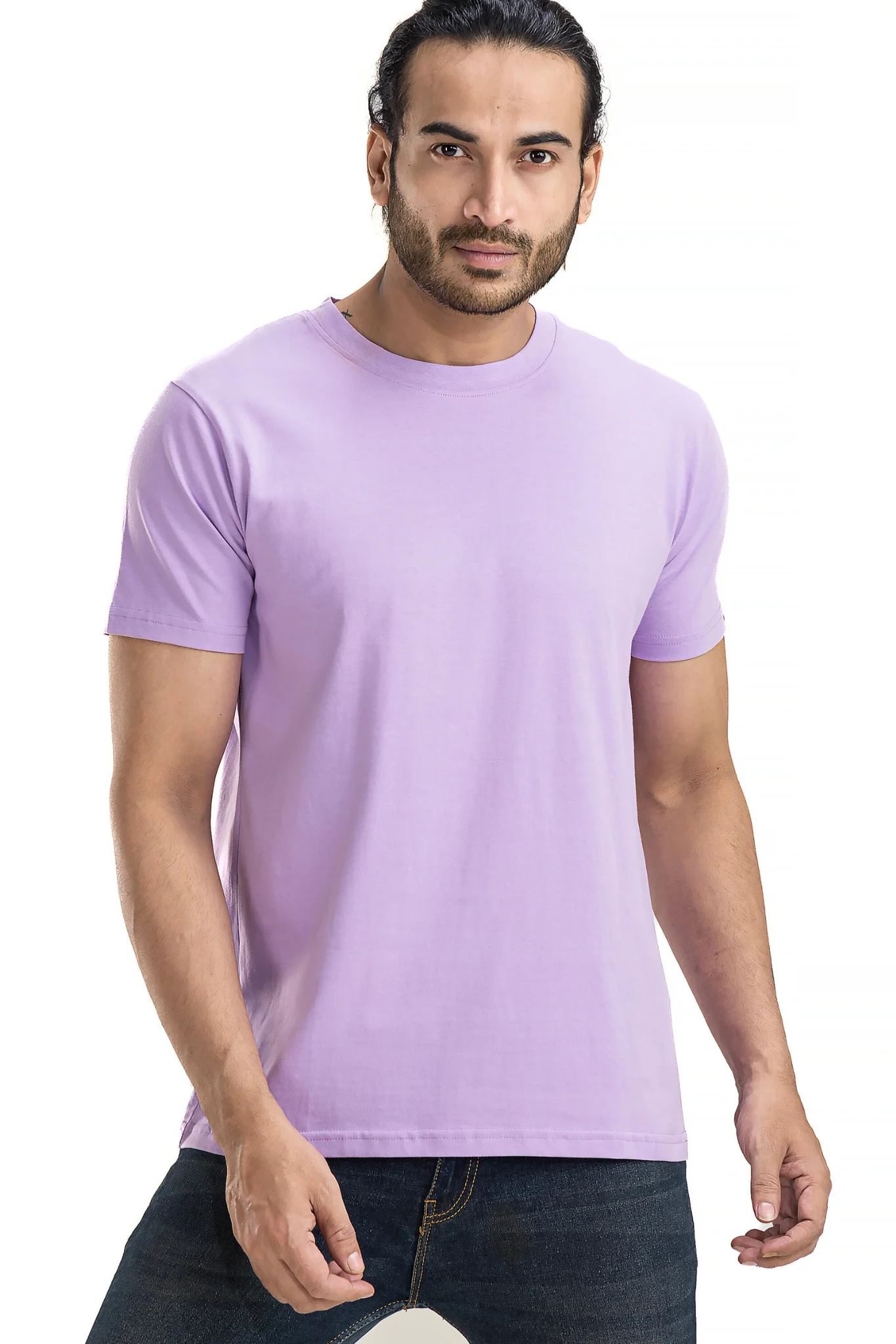 Men's Solid Basic Light Violet T-Shirt - Image 7