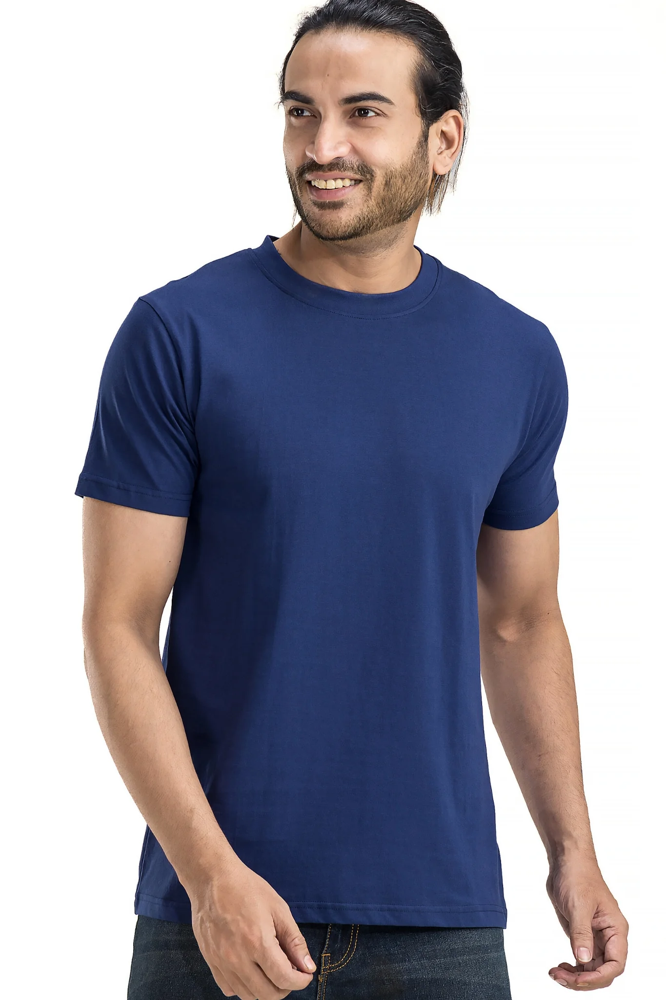 Men's Solid Basic Navy T-Shirt - Image 3