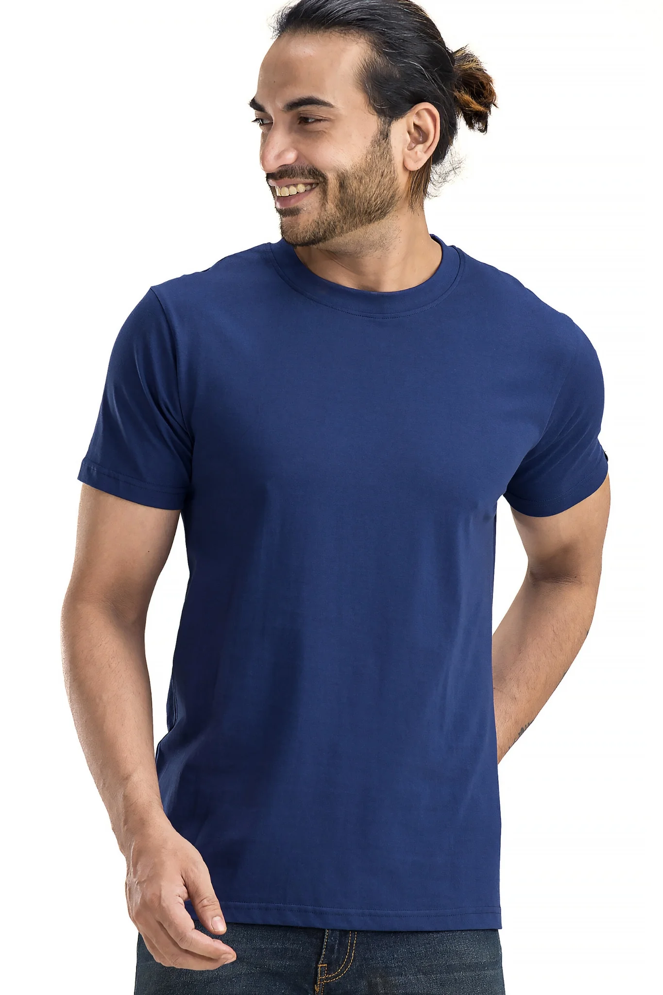 Men's Solid Basic Navy T-Shirt - Image 4