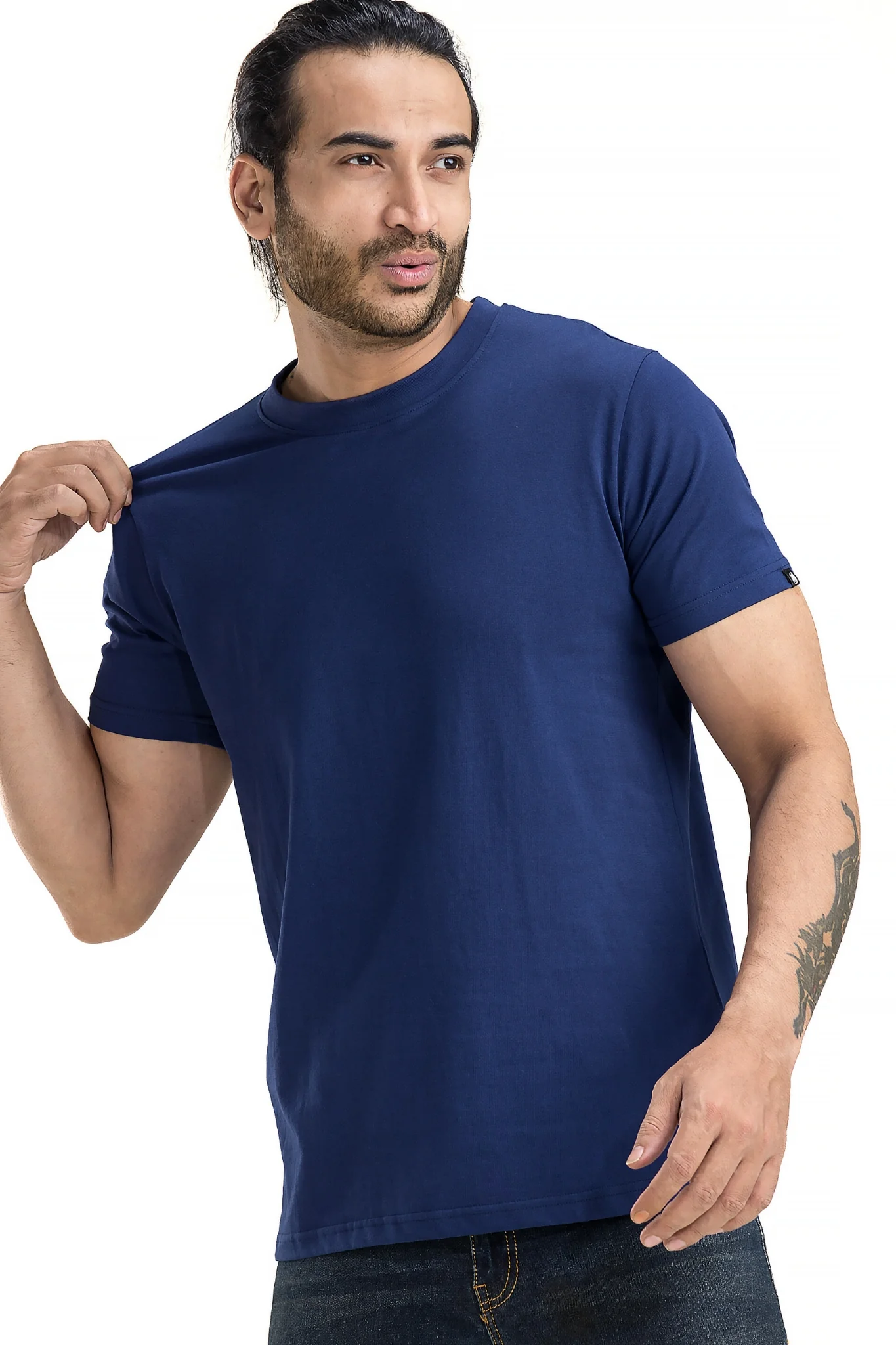 Men's Solid Basic Navy T-Shirt - Image 5