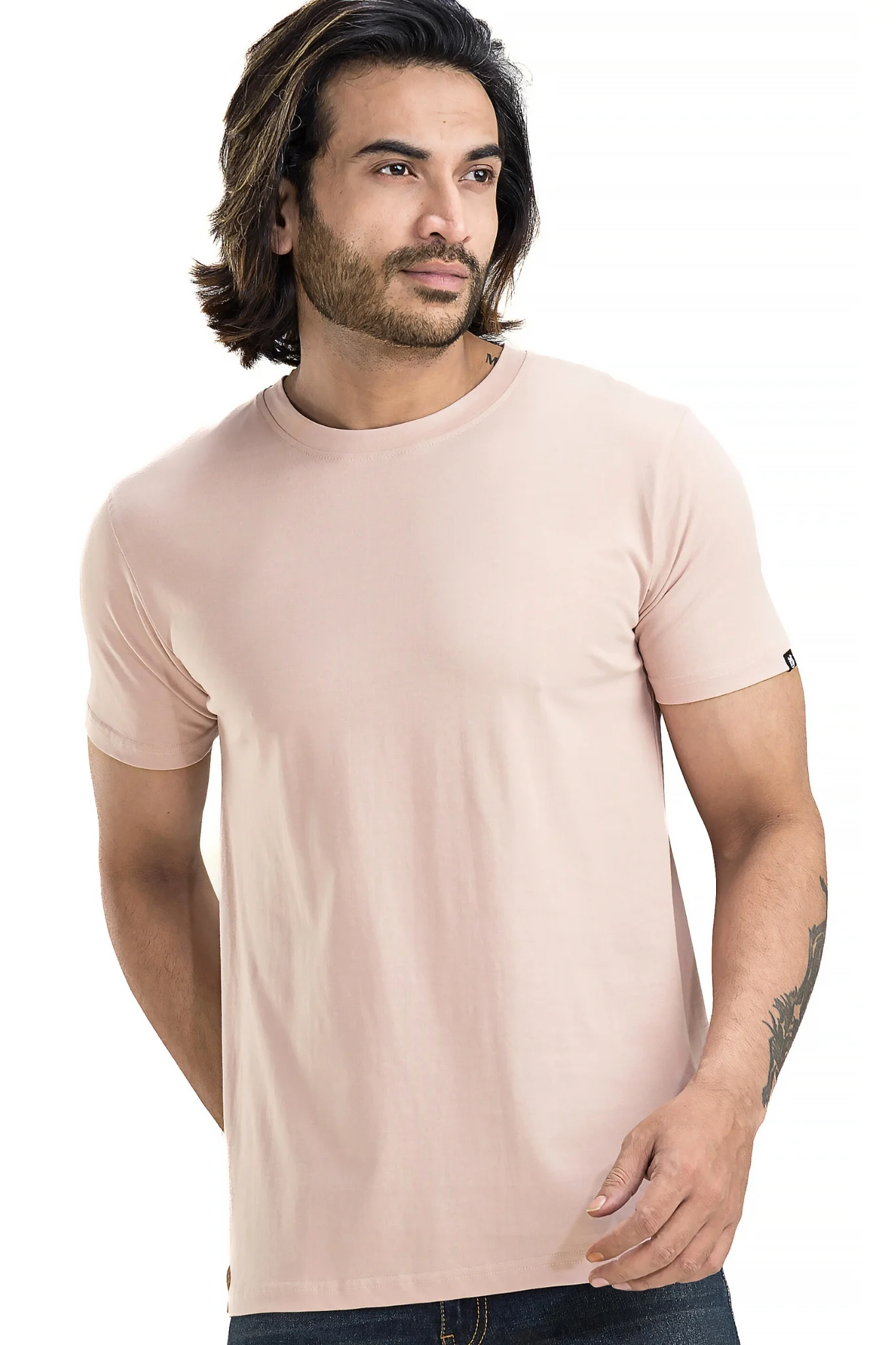 Men's Solid Basic Sand T-Shirt - Image 3