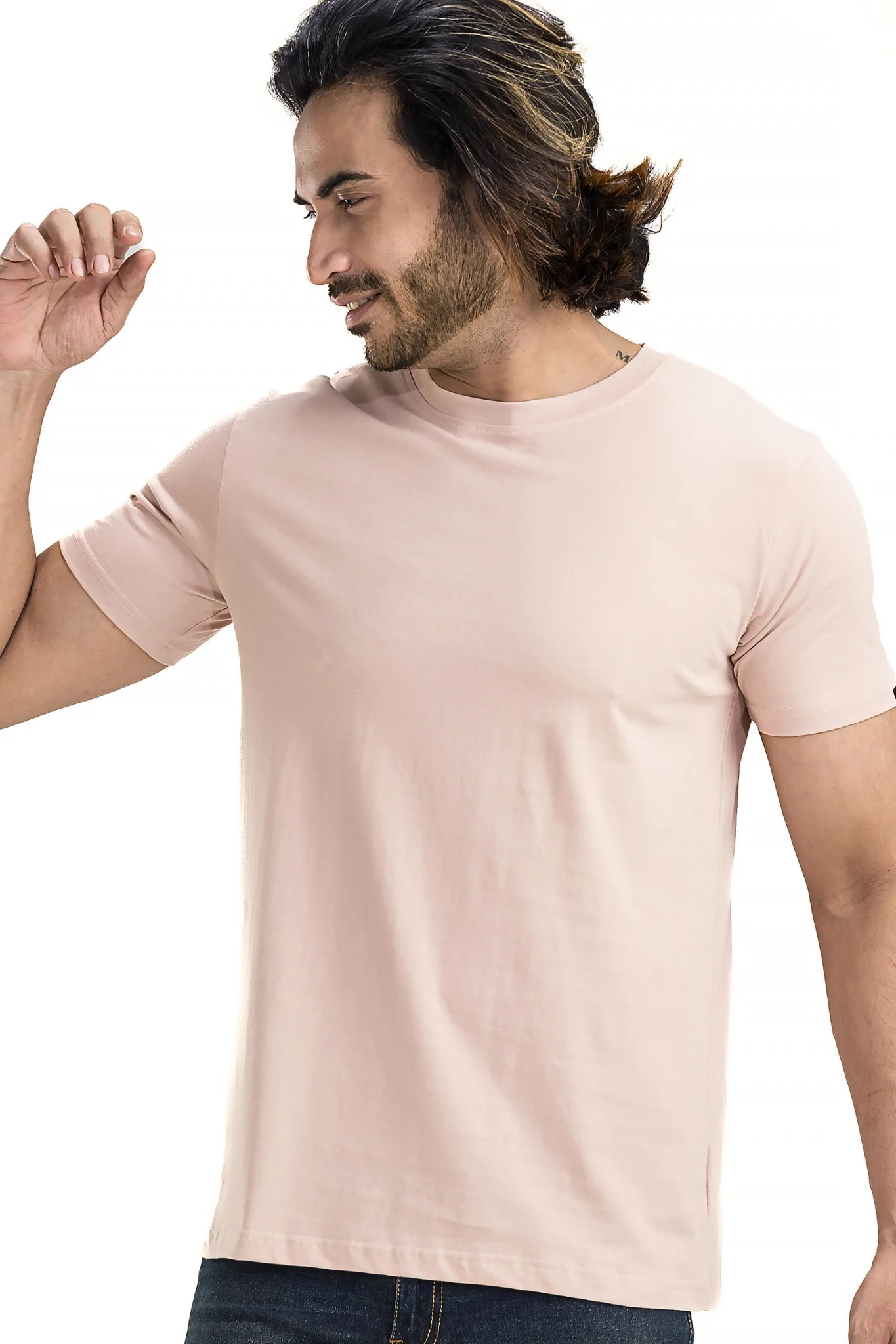 Men's Solid Basic Sand T-Shirt - Image 4