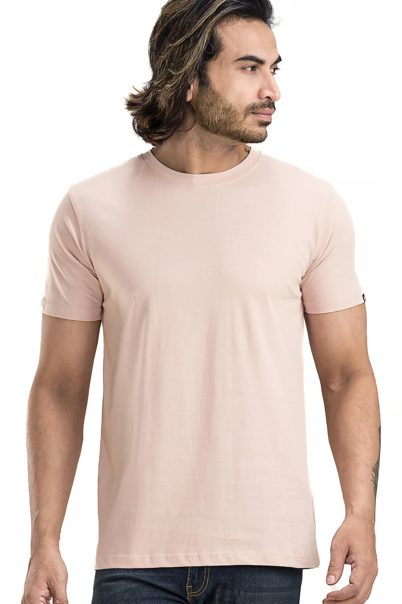 Men's Solid Basic Sand T-Shirt - Image 5
