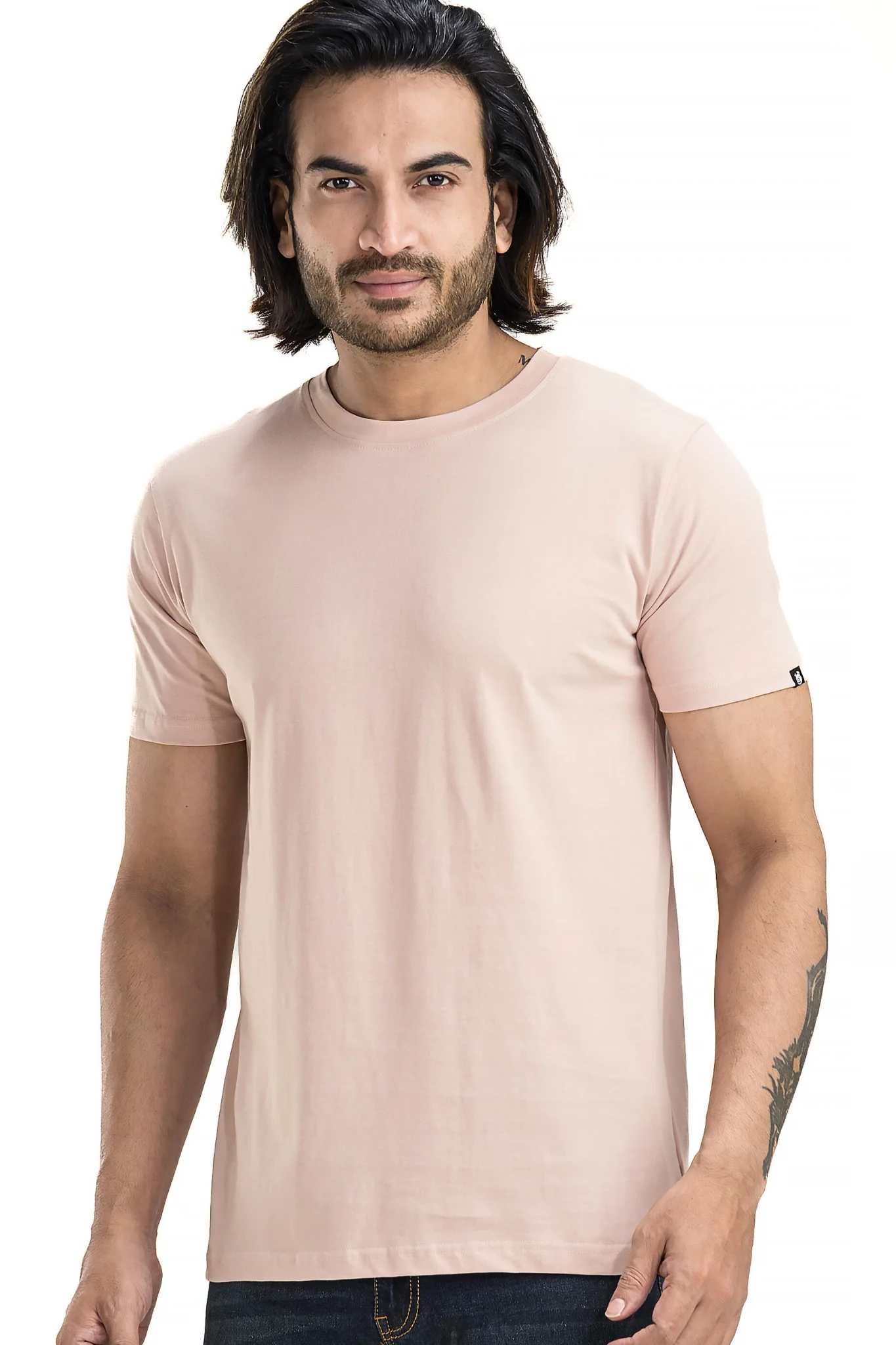 Men's Solid Basic Sand T-Shirt - Image 6