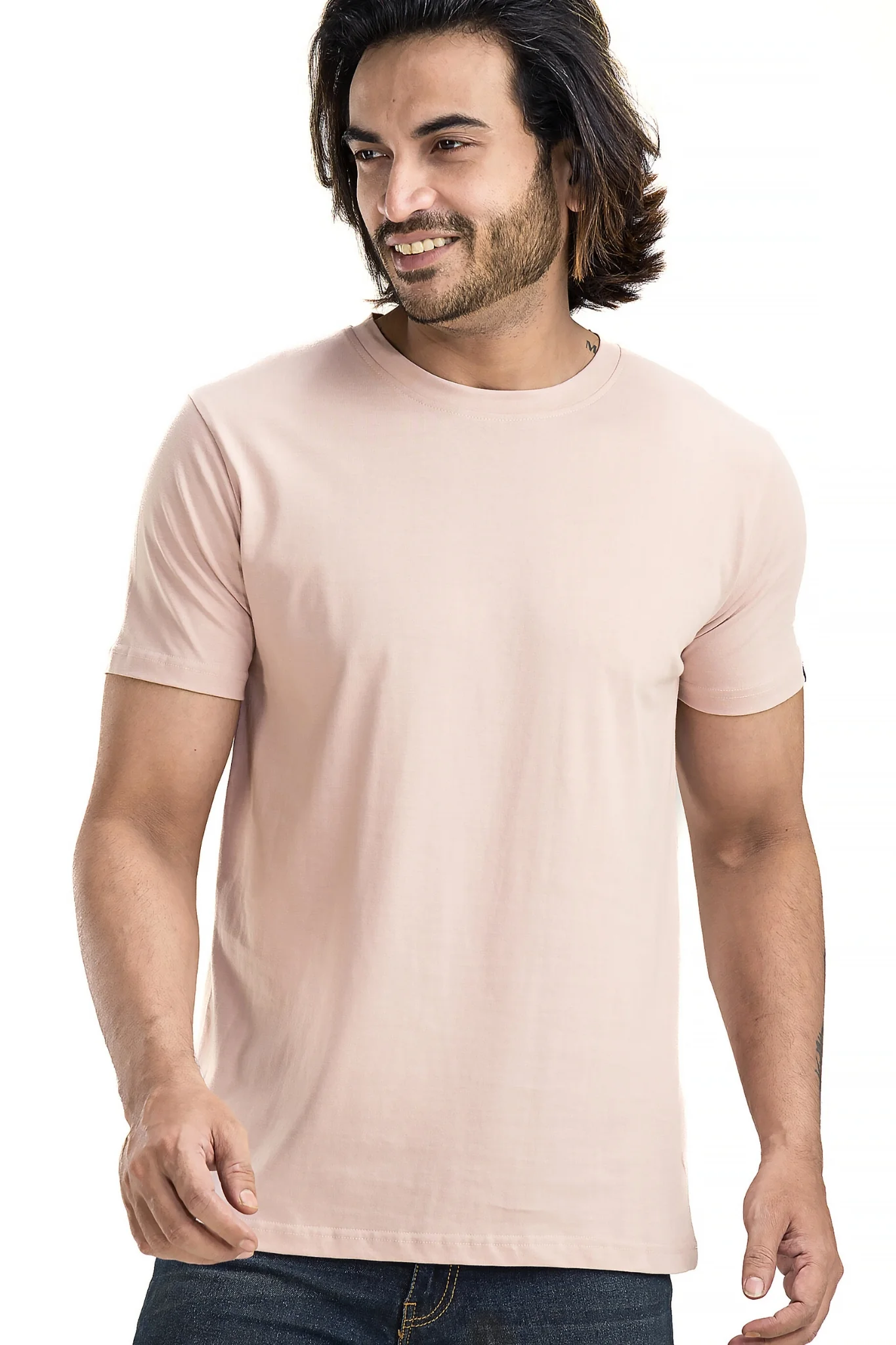 Men's Solid Basic Sand T-Shirt - Image 7