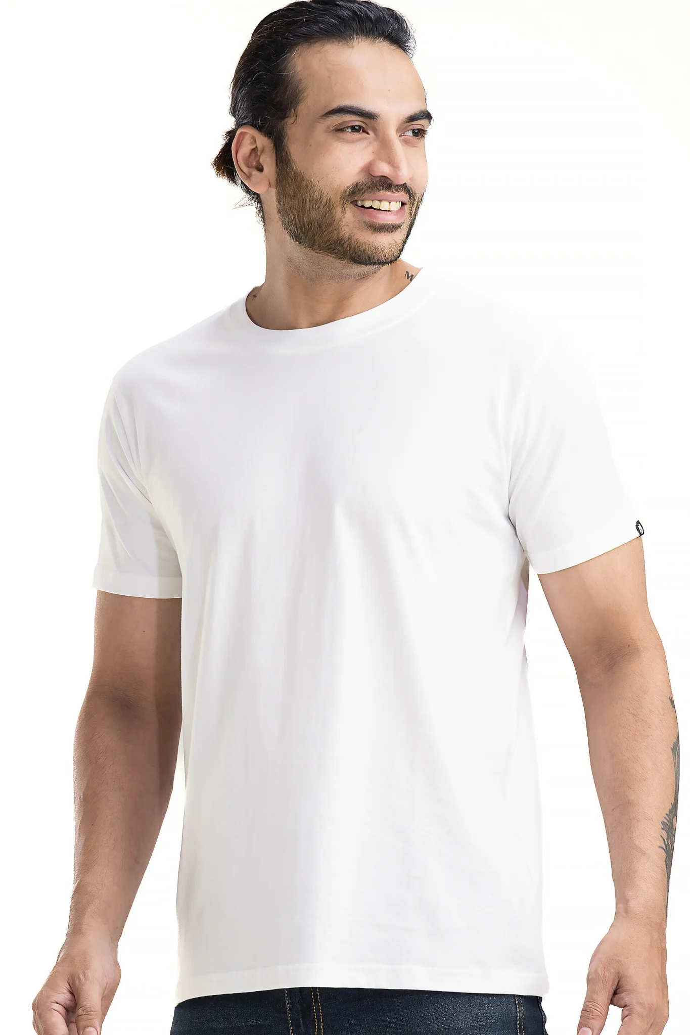 Men's Solid Basic White T-Shirt - Image 6