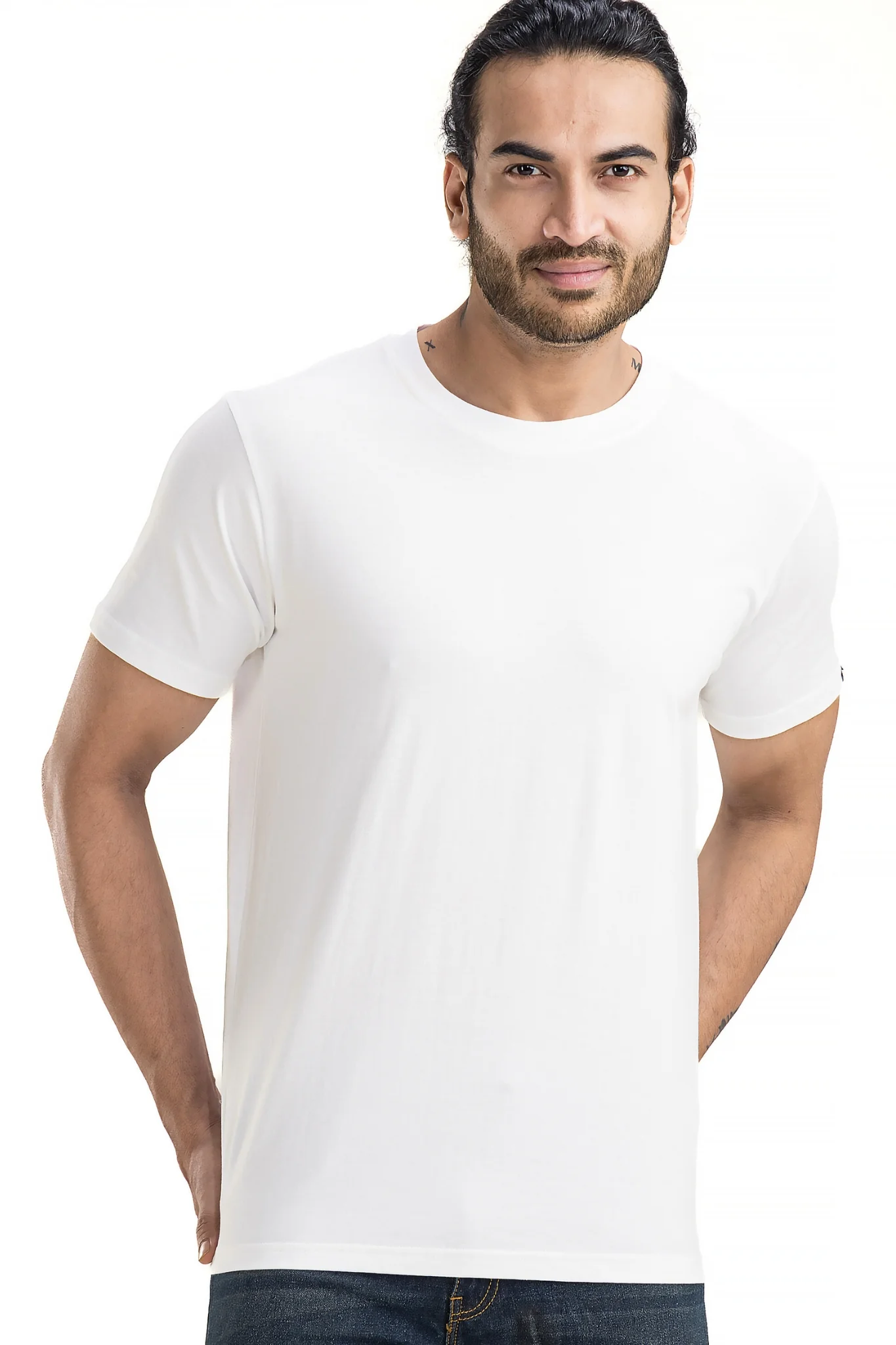 Men's Solid Basic White T-Shirt - Image 7