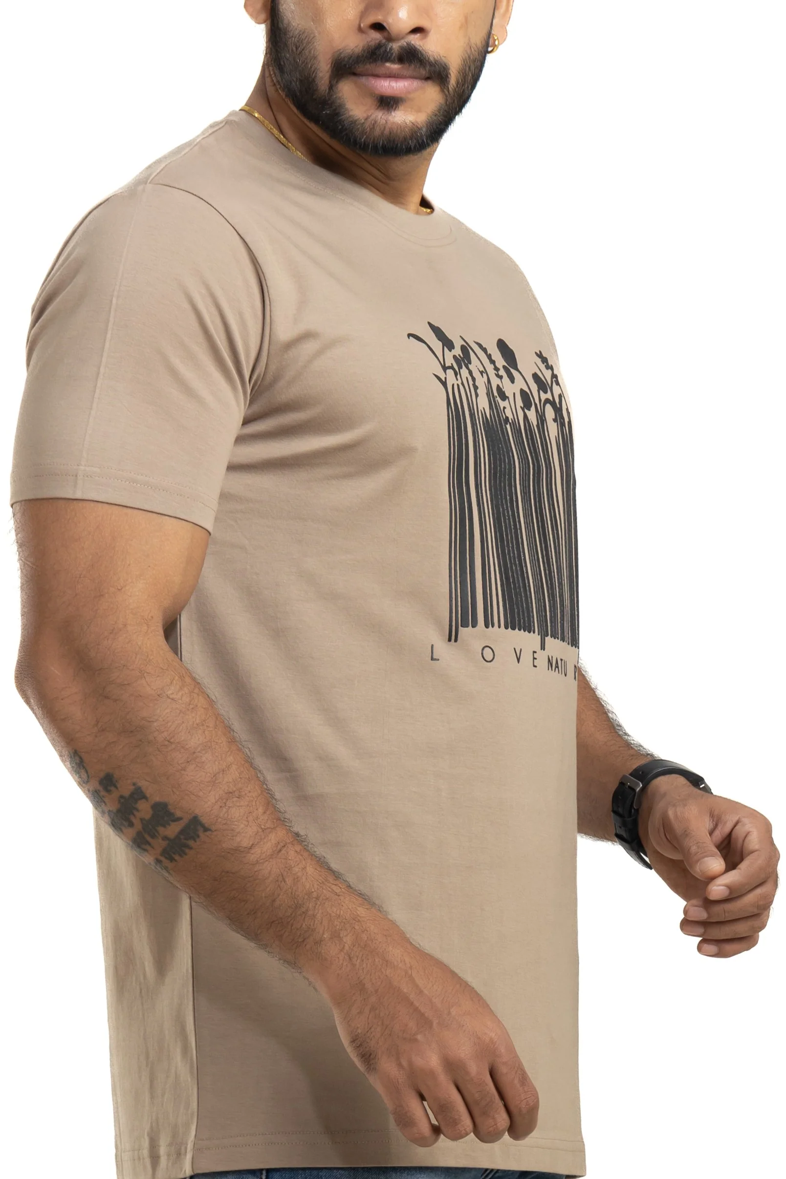 Nature Light Brown Printed T-Shirt - Image 6